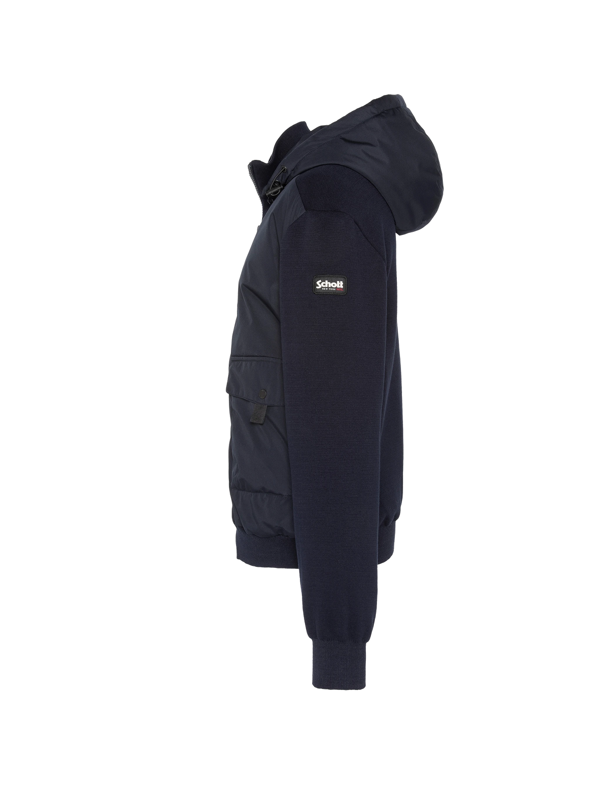 Giubbotto militare blu navy scuro in due materiali