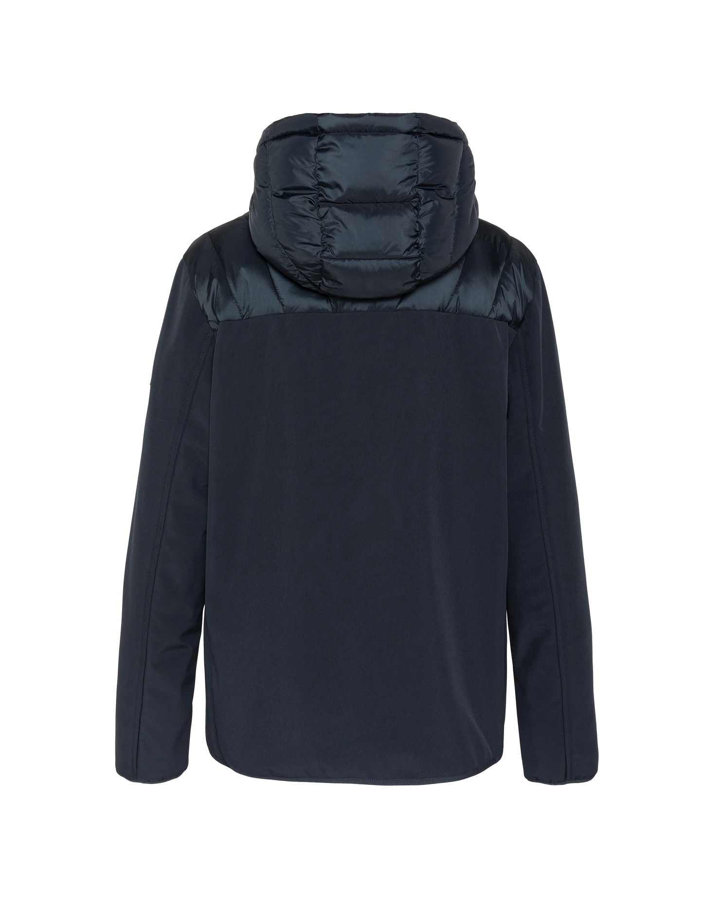 Giubbotto bimateriale blu navy con cappuccio