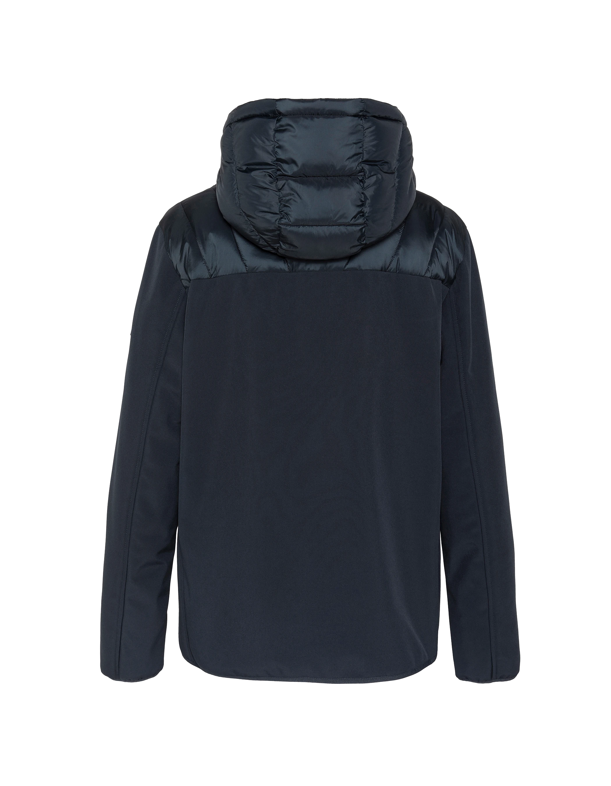 Giubbotto bimateriale blu navy con cappuccio-2