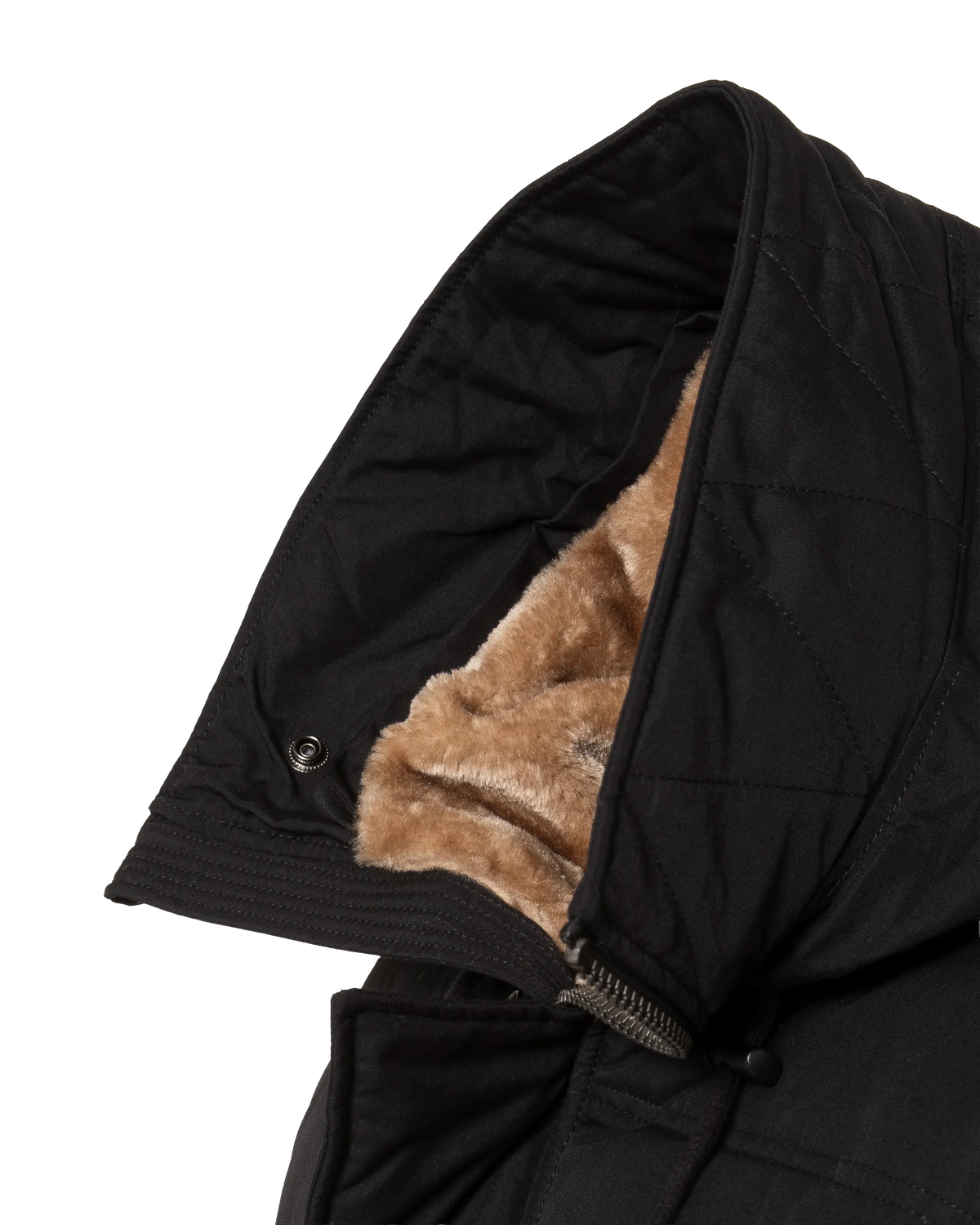 Parka à capuche noire avec fausse fourrure amovible