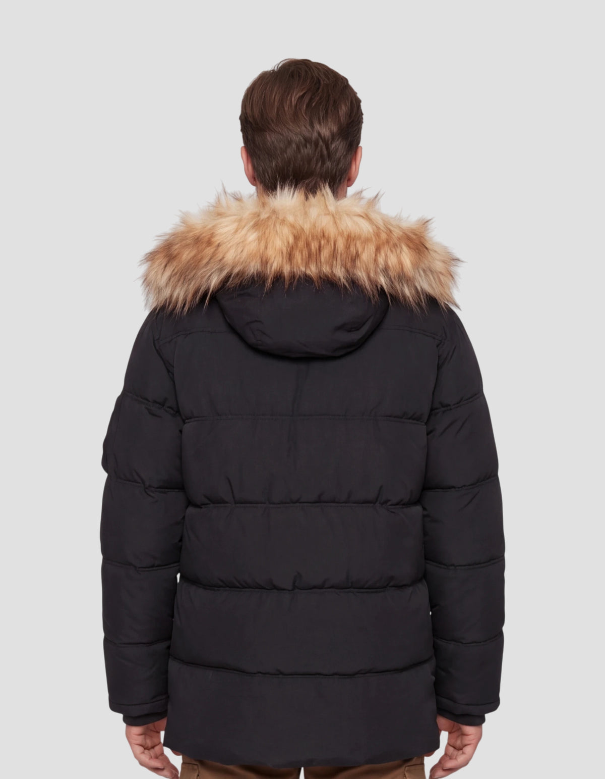 Parka à capuche noire avec fausse fourrure amovible-4