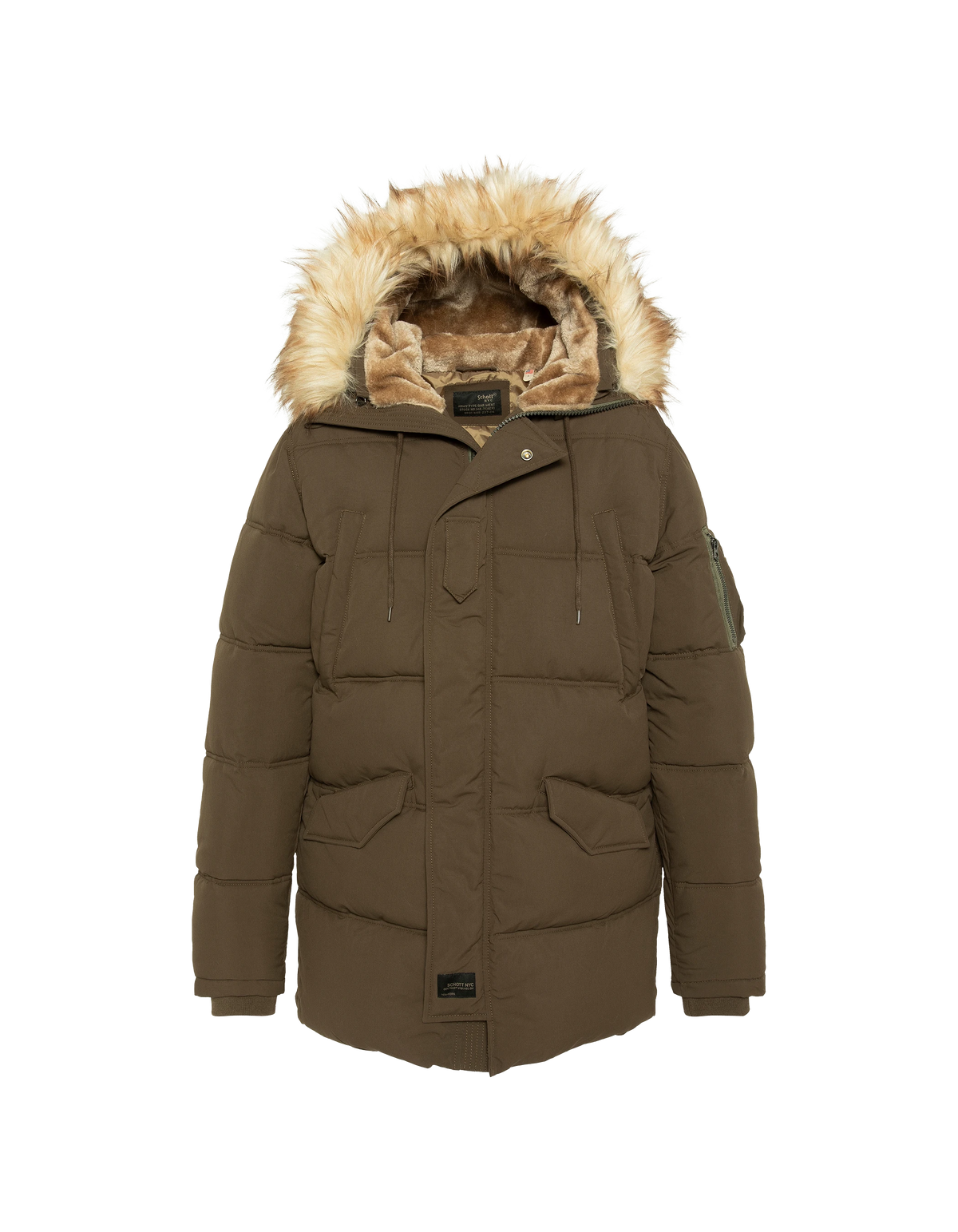 Parka à capuche kaki avec fausse fourrure amovible