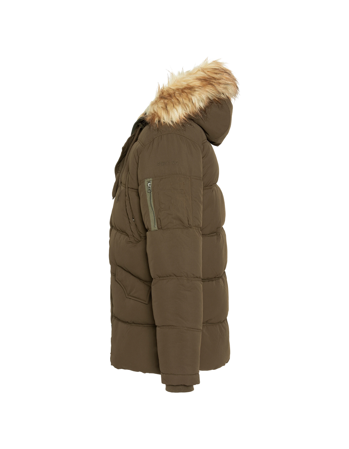 Parka à capuche kaki avec fausse fourrure amovible