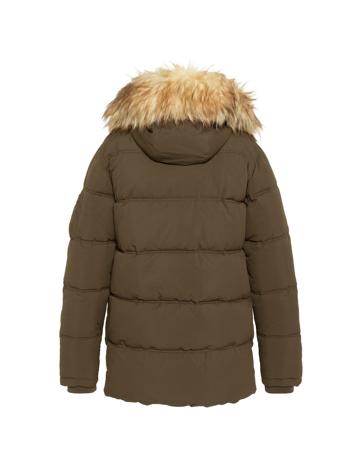 Parka à capuche kaki avec fausse fourrure amovible-2