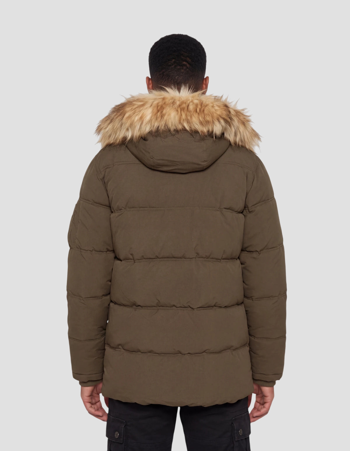 Parka à capuche kaki avec fausse fourrure amovible
