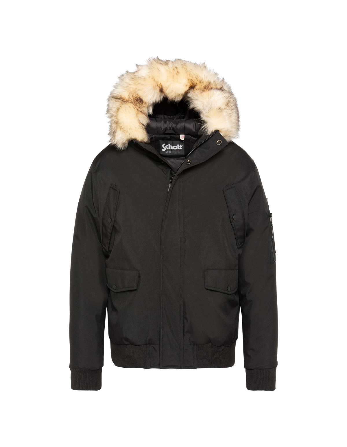 Blouson à capuche noir avec fausse fourrure amovible