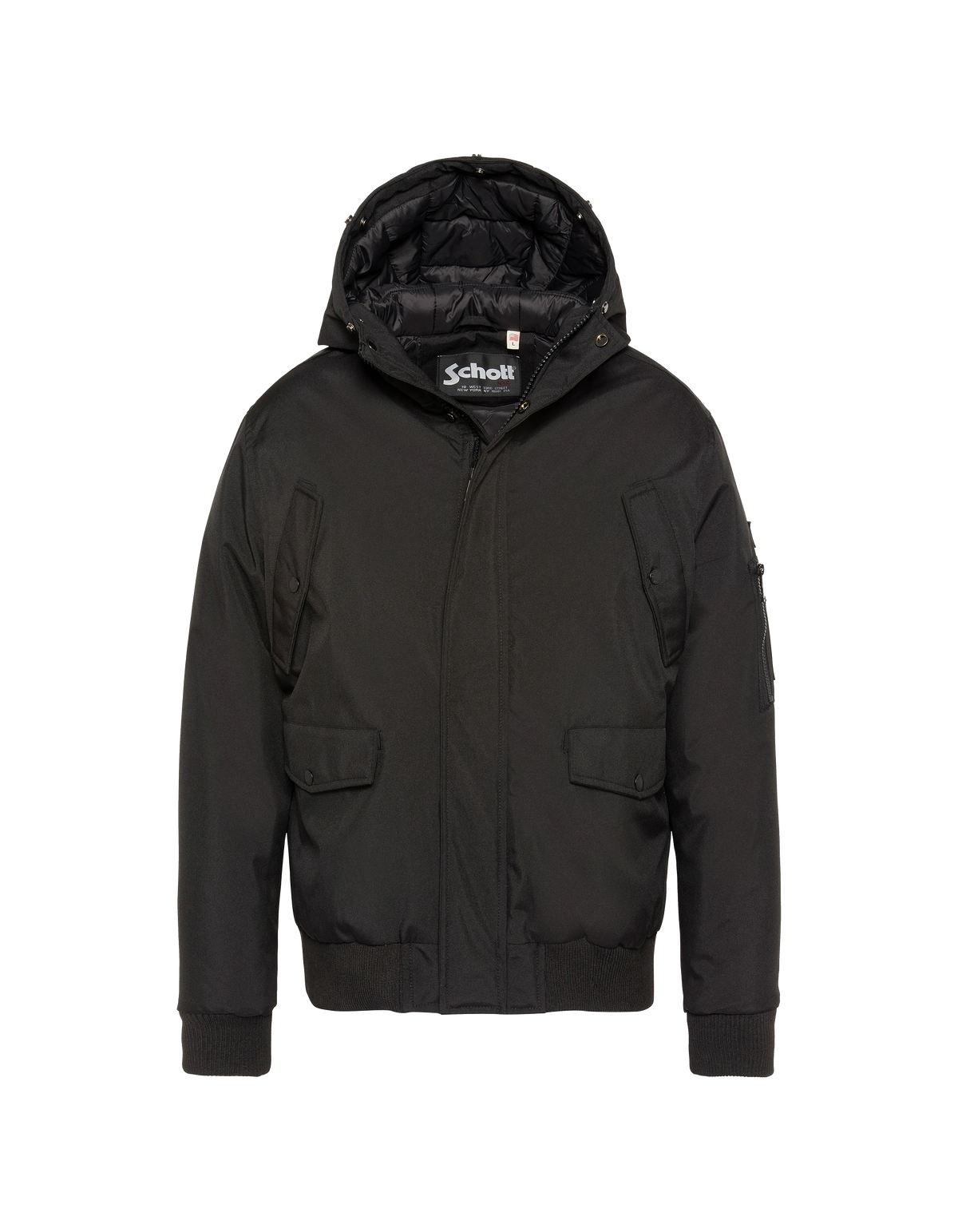 Blouson à capuche noir avec fausse fourrure amovible-3