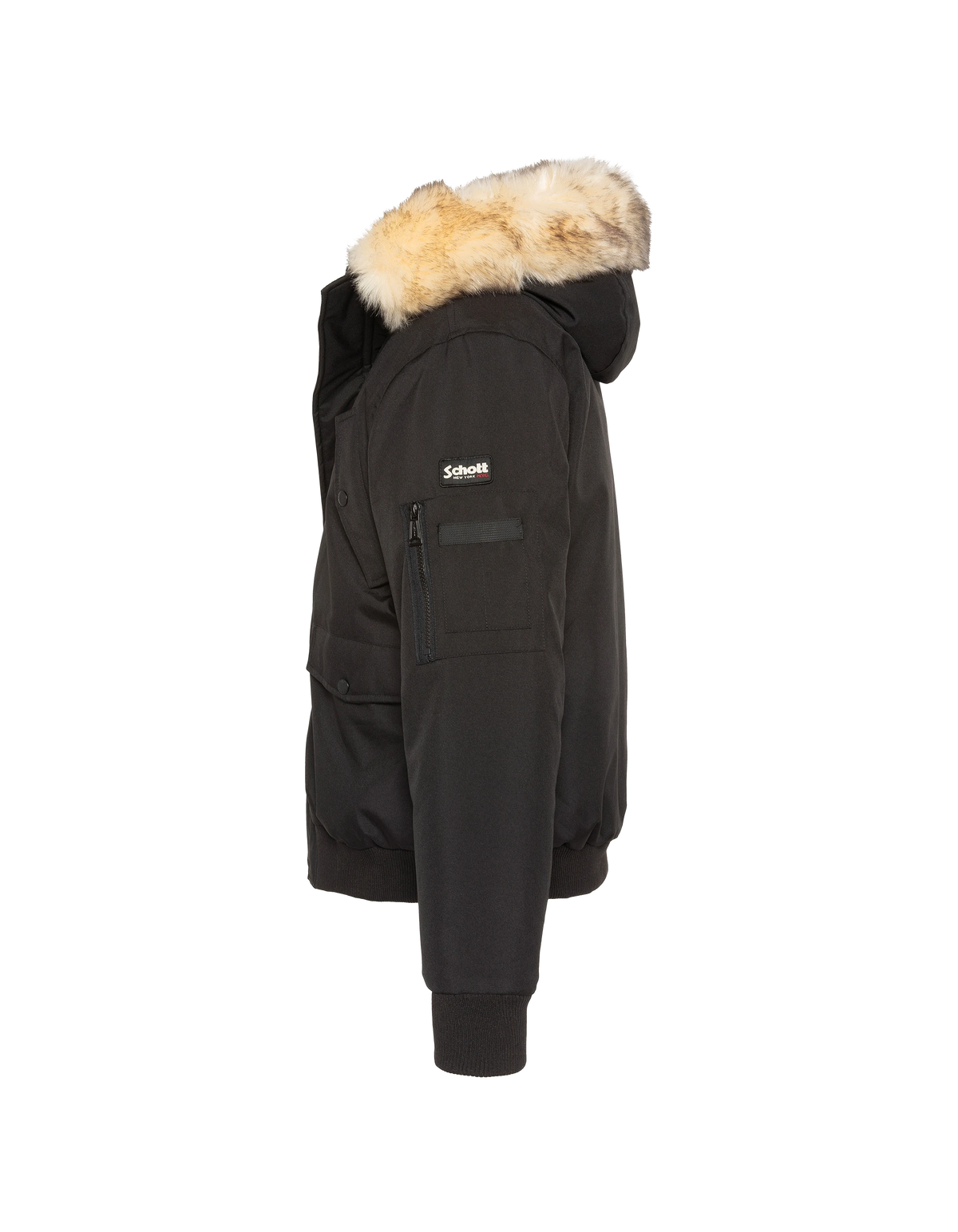 Blouson à capuche noir avec fausse fourrure amovible