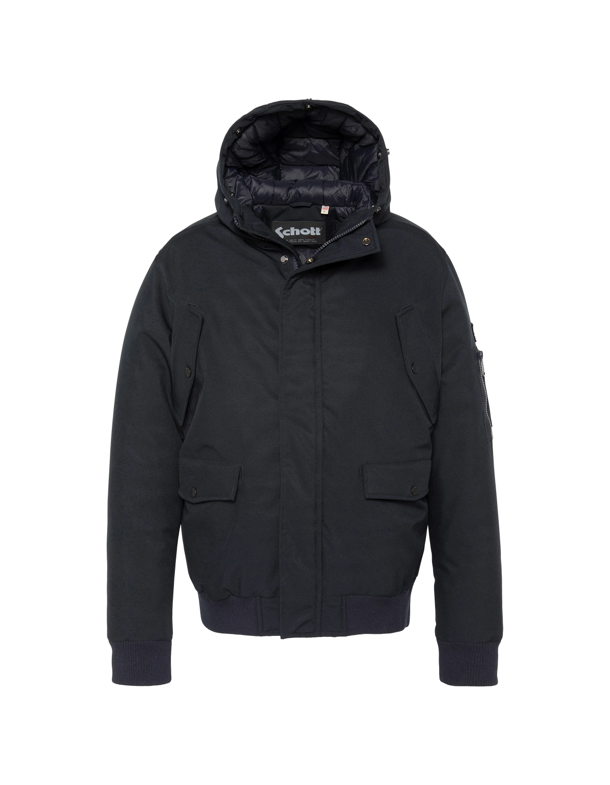 Blouson à capuche bleu marine avec fausse fourrure amovible