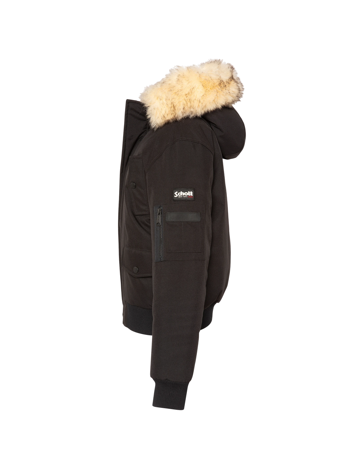 Blouson à capuche noir avec fausse fourrure amovible enfant