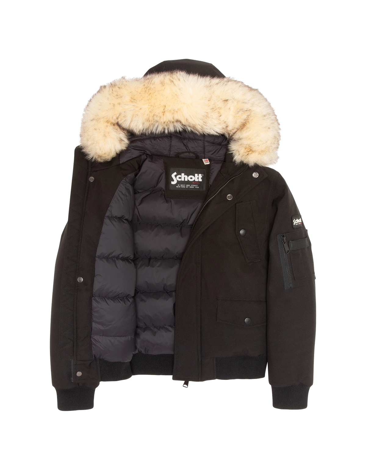 Blouson à capuche noir avec fausse fourrure amovible enfant-5