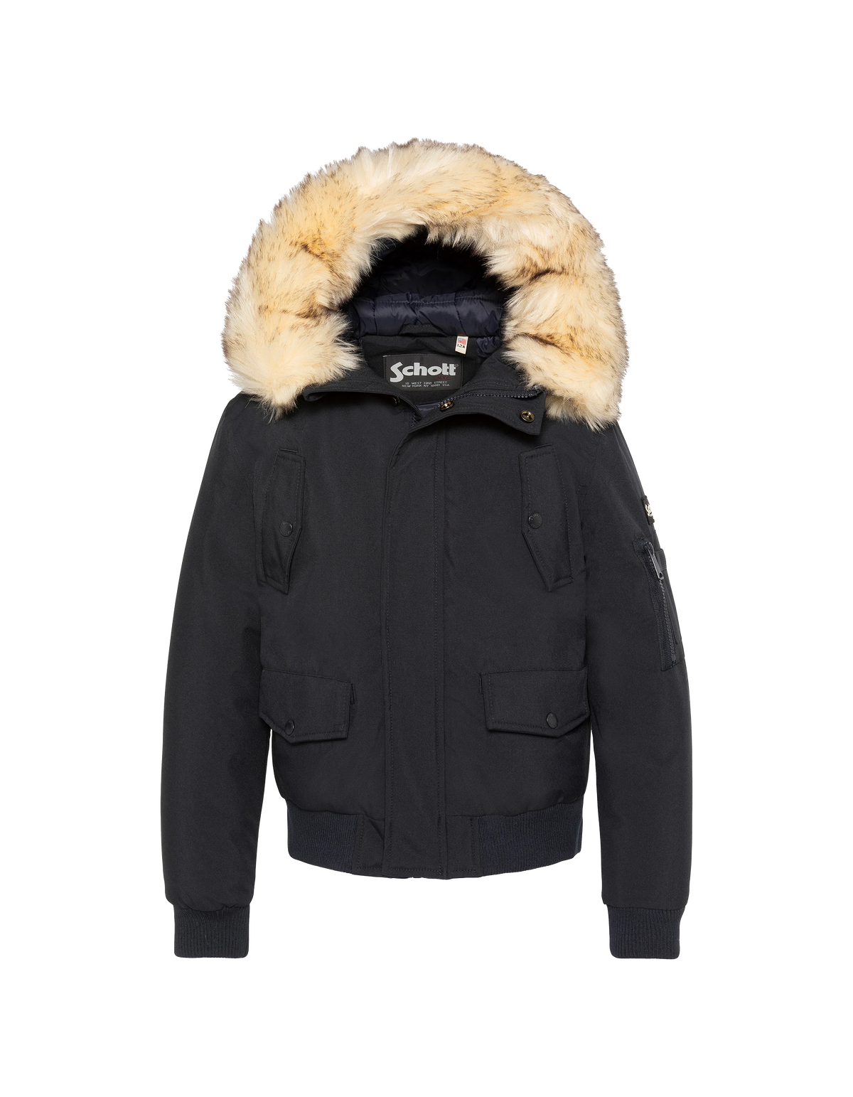 Blouson à capuche bleu marine avec fausse fourrure amovible enfant