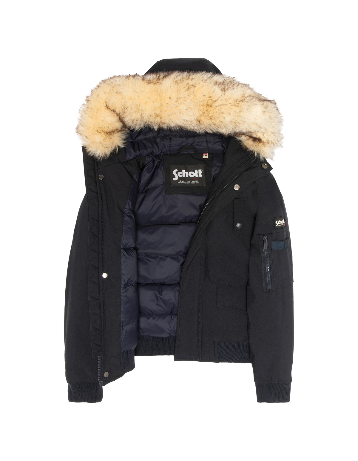 Blouson à capuche bleu marine avec fausse fourrure amovible enfant-5