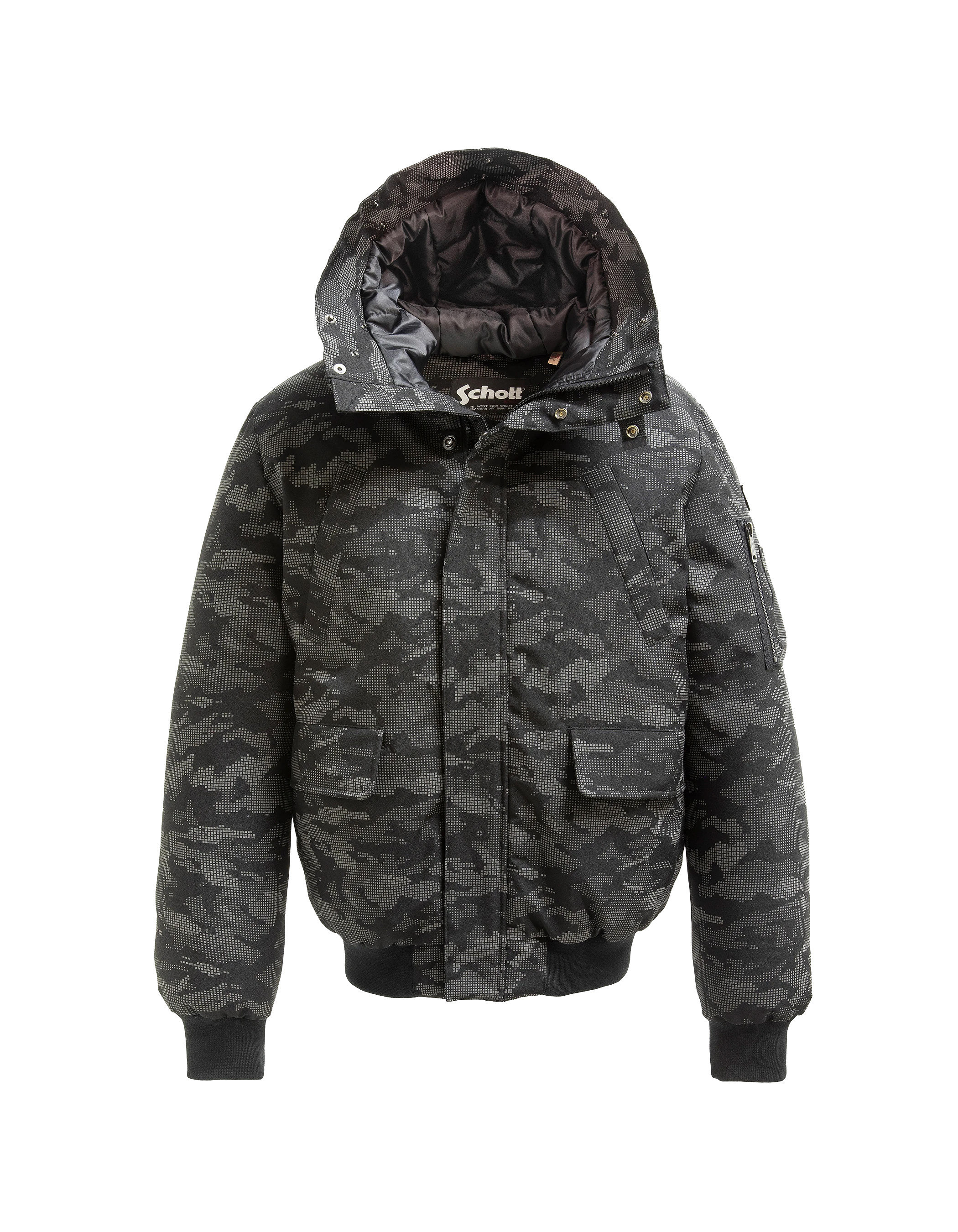 Parka courte camo reflector à capuche avec fausse fourrure-3