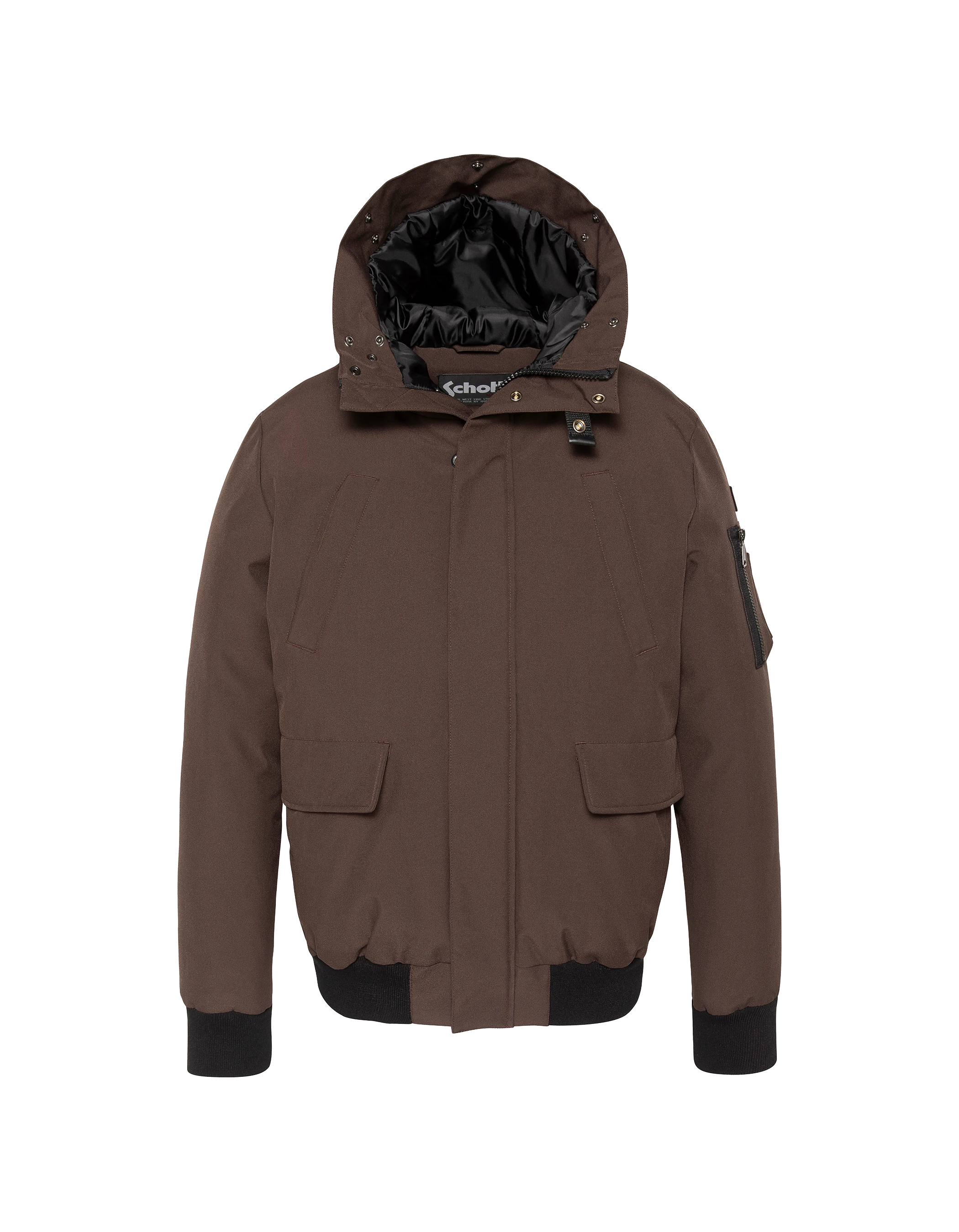 Parka courte marron foncé à capuche avec fausse fourrure-3