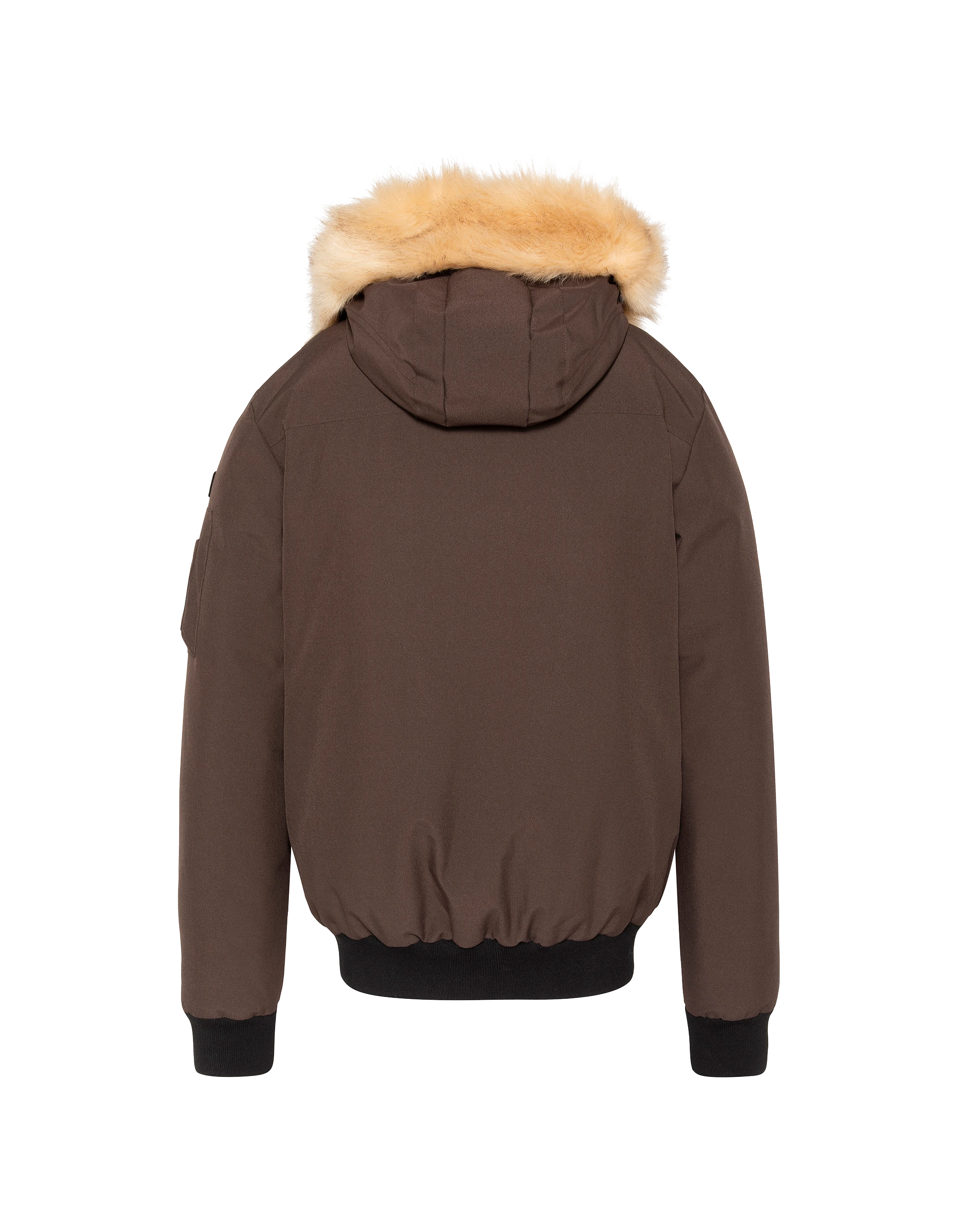 Parka courte marron foncé à capuche avec fausse fourrure-2