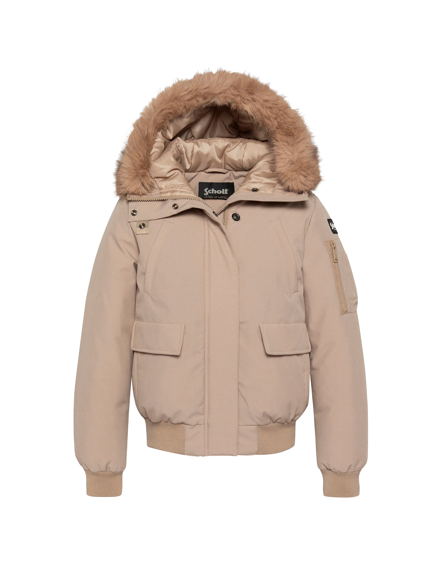 Blouson beige snorkel court à capuche