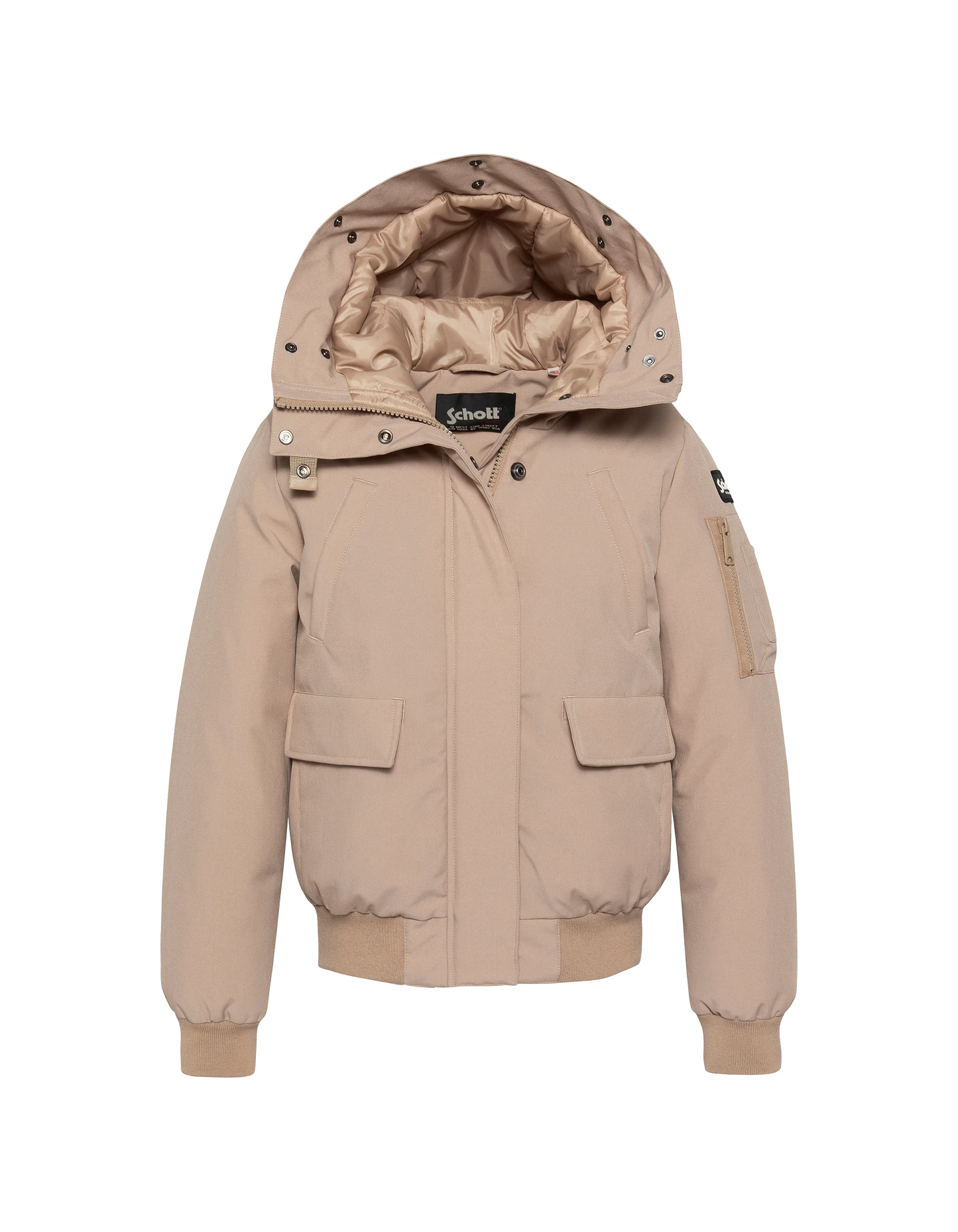 Blouson beige snorkel court à capuche