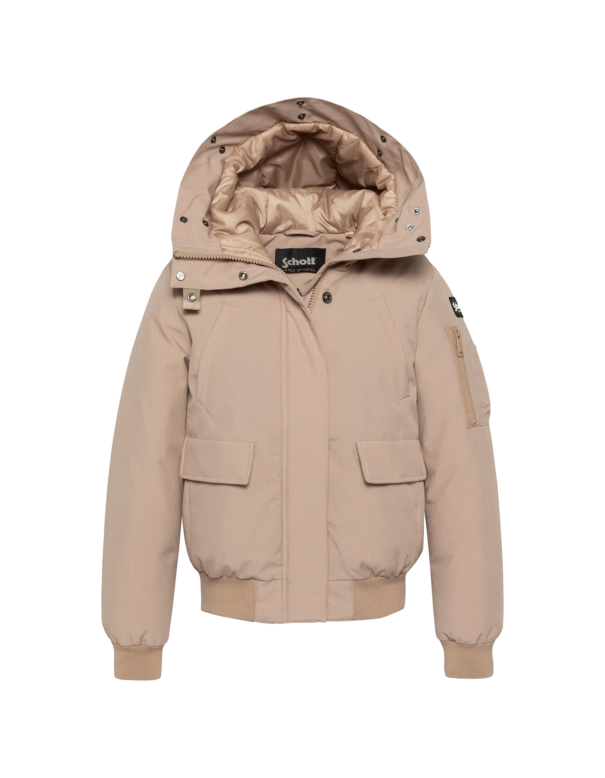 Blouson beige snorkel court à capuche-3