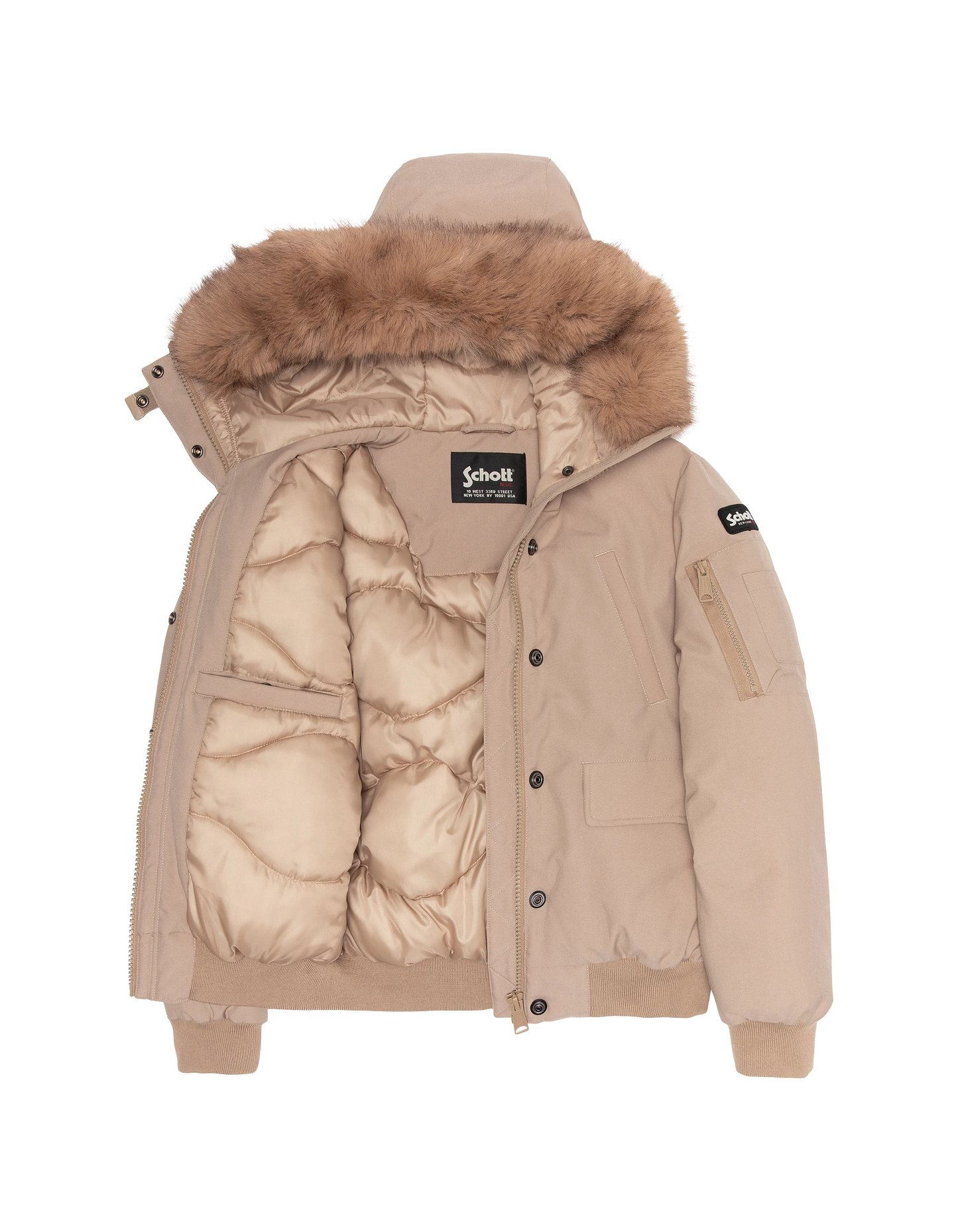 Blouson beige snorkel court à capuche