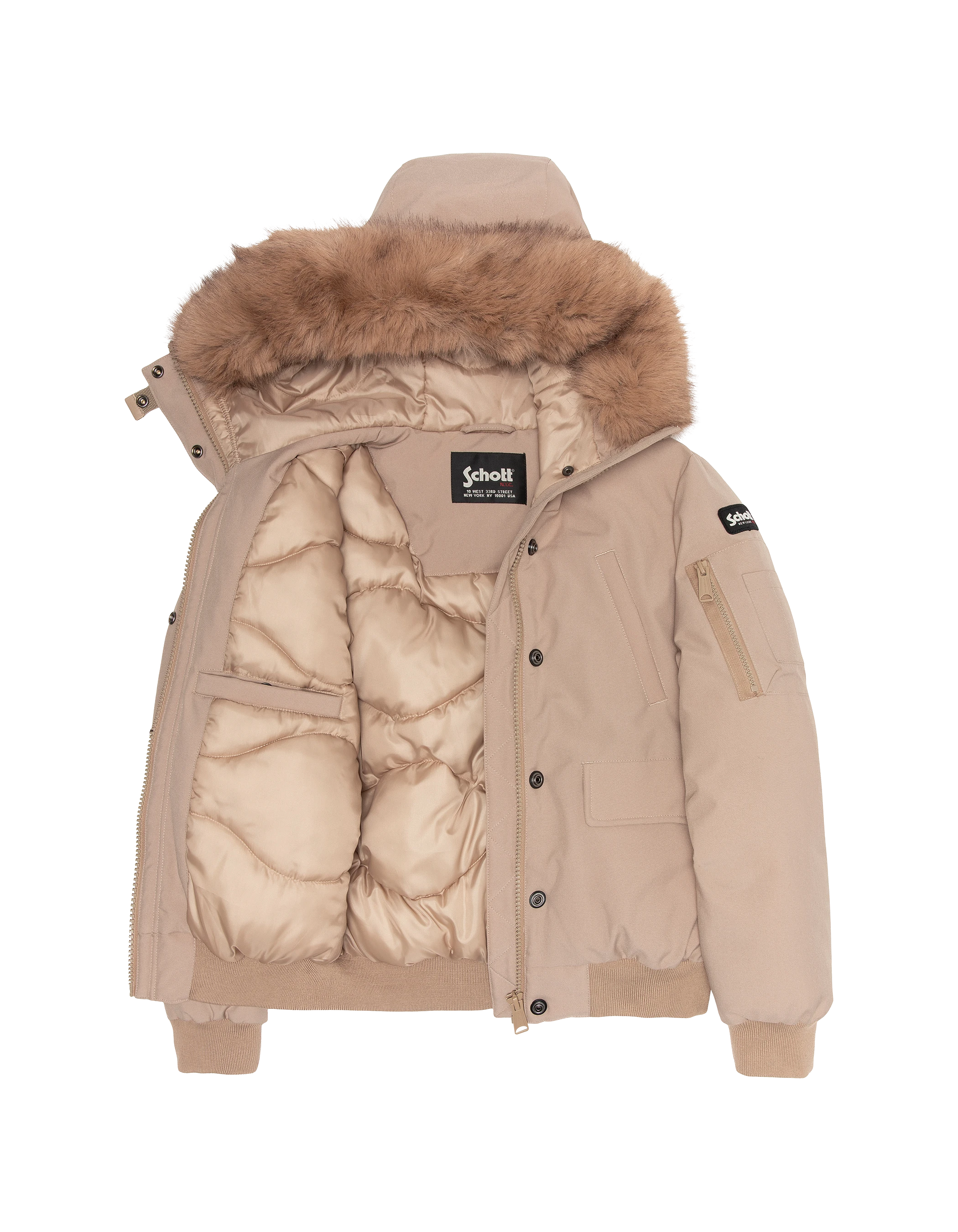 Blouson beige snorkel court à capuche-4