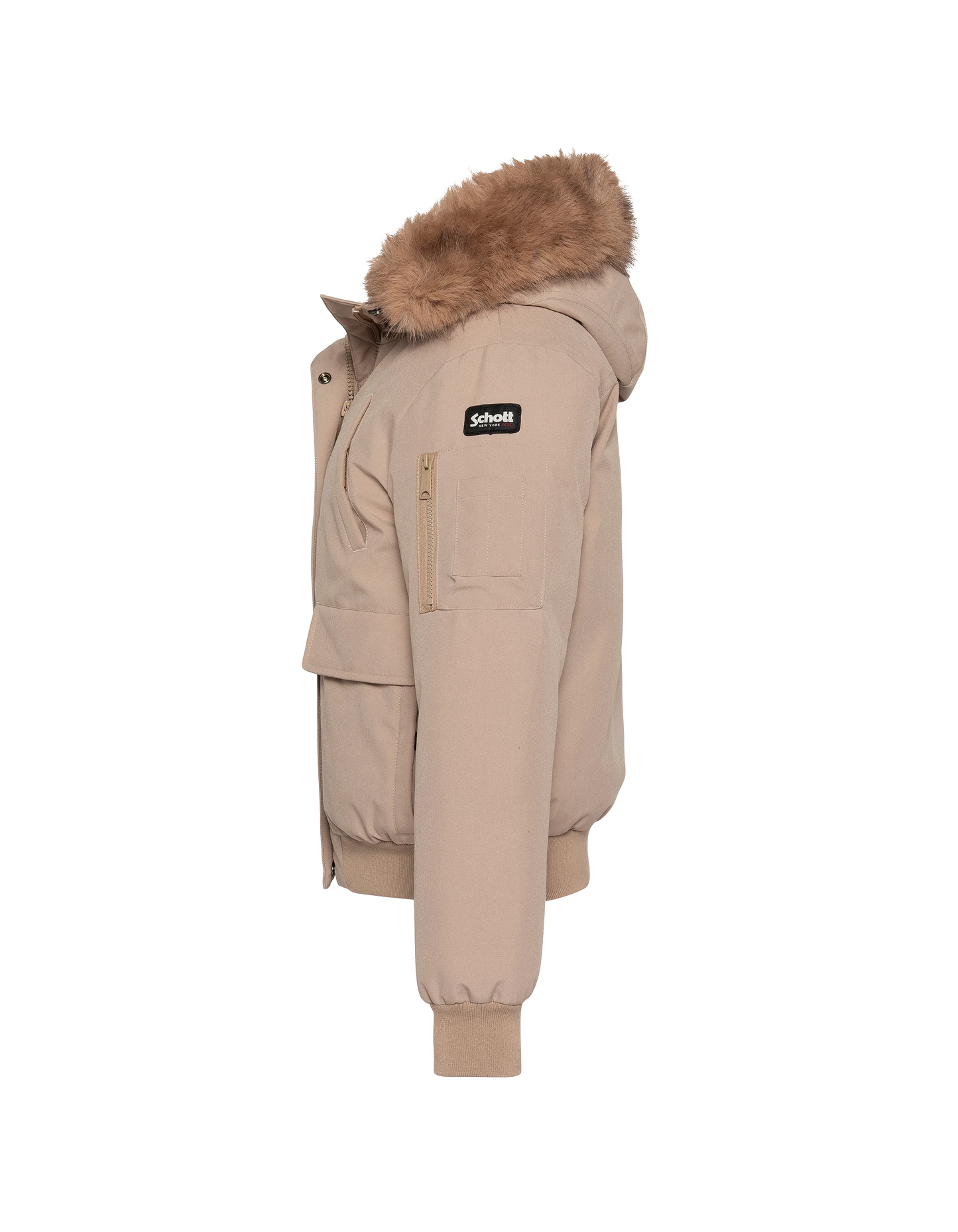 Blouson beige snorkel court à capuche