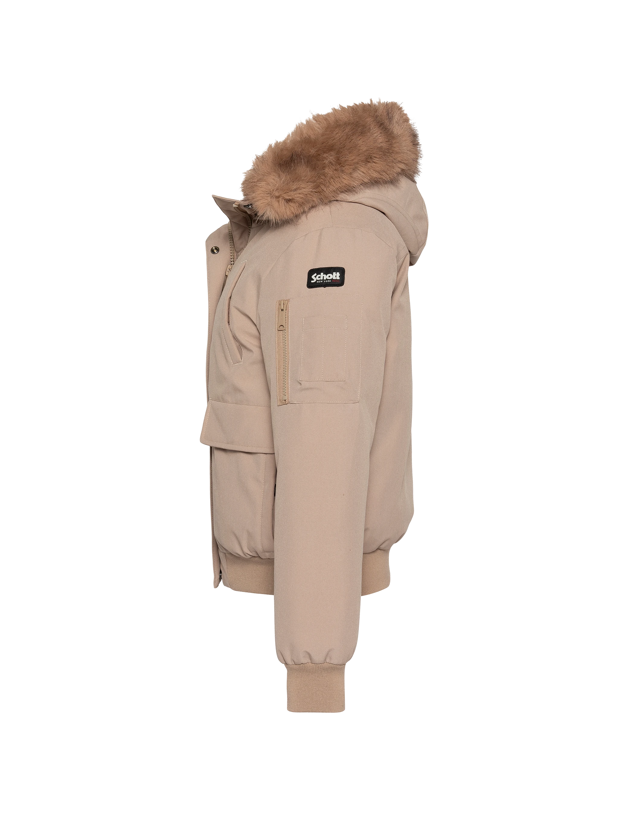 Blouson beige snorkel court à capuche-5