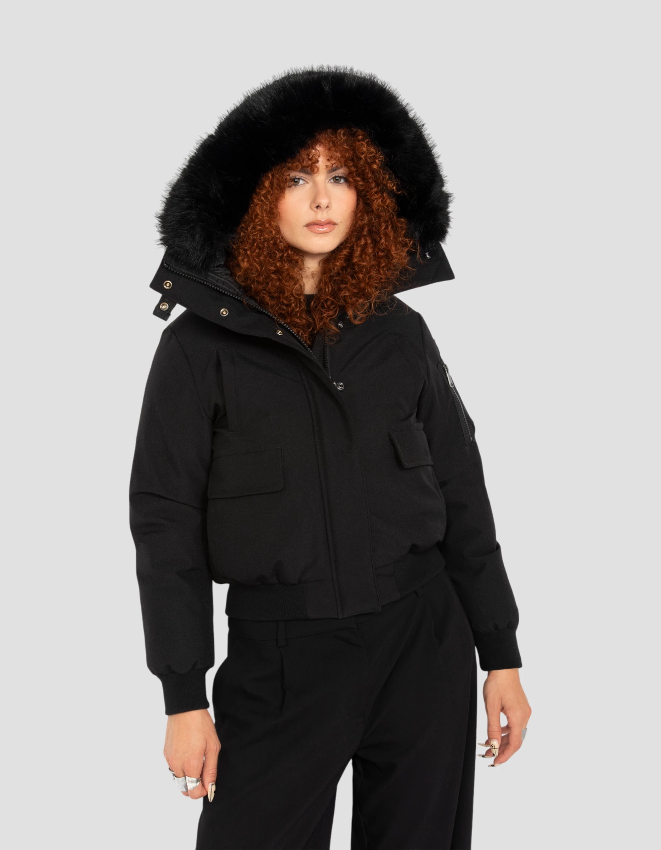 Giacca nera di snorkeling incappucciata-5