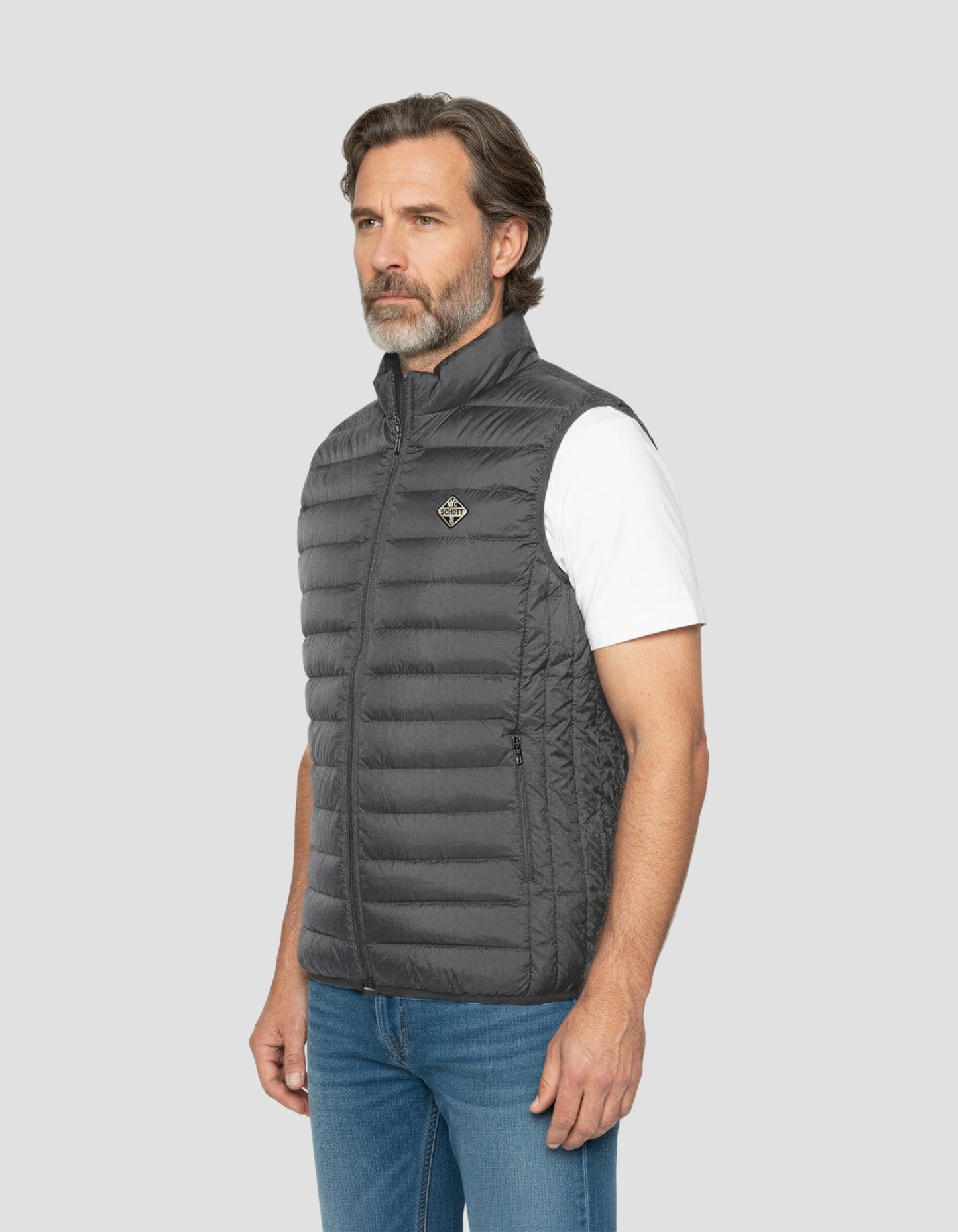 Ärmellose Anthrazit -Down -Jacke