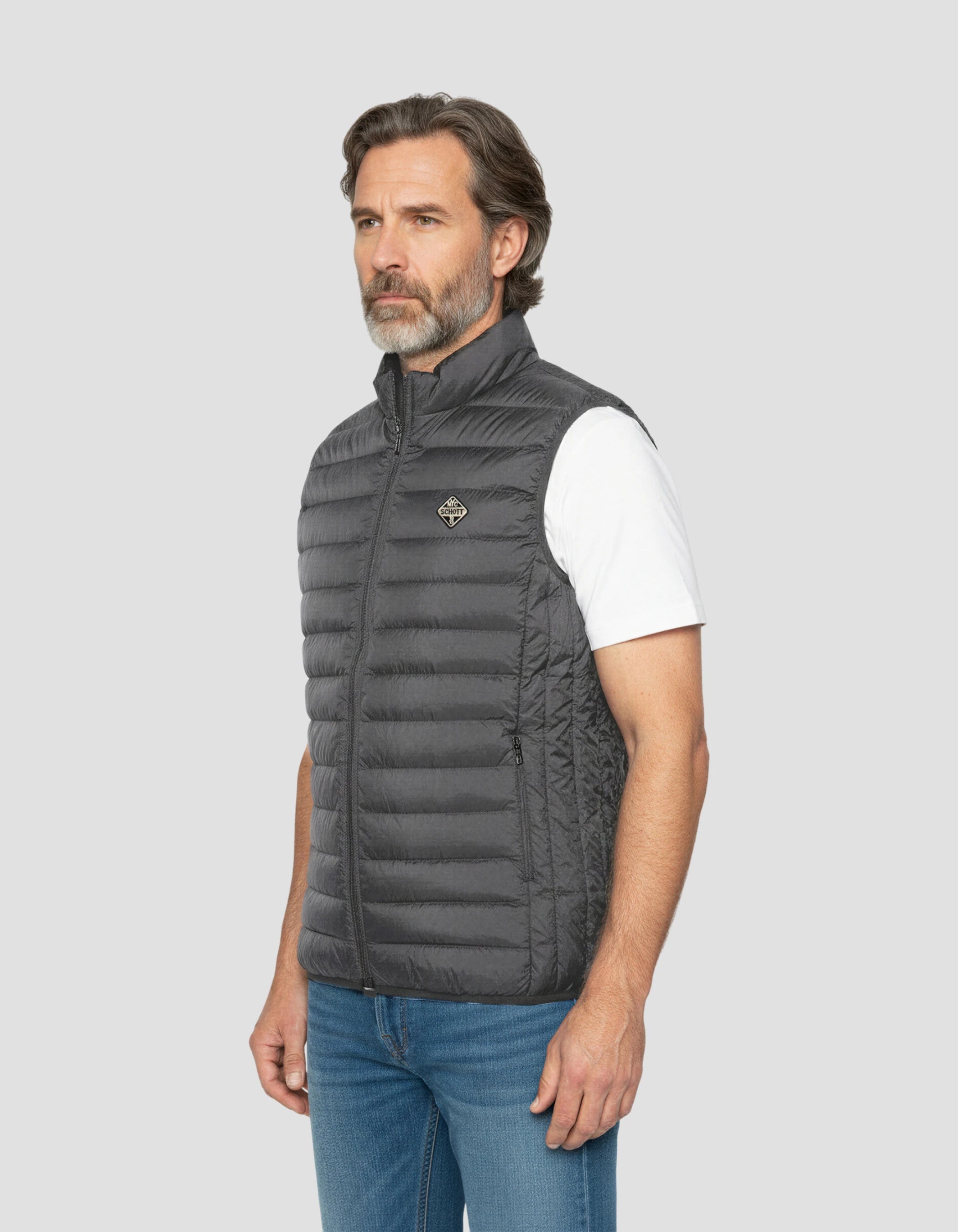 Ärmellose Anthrazit -Down -Jacke-3