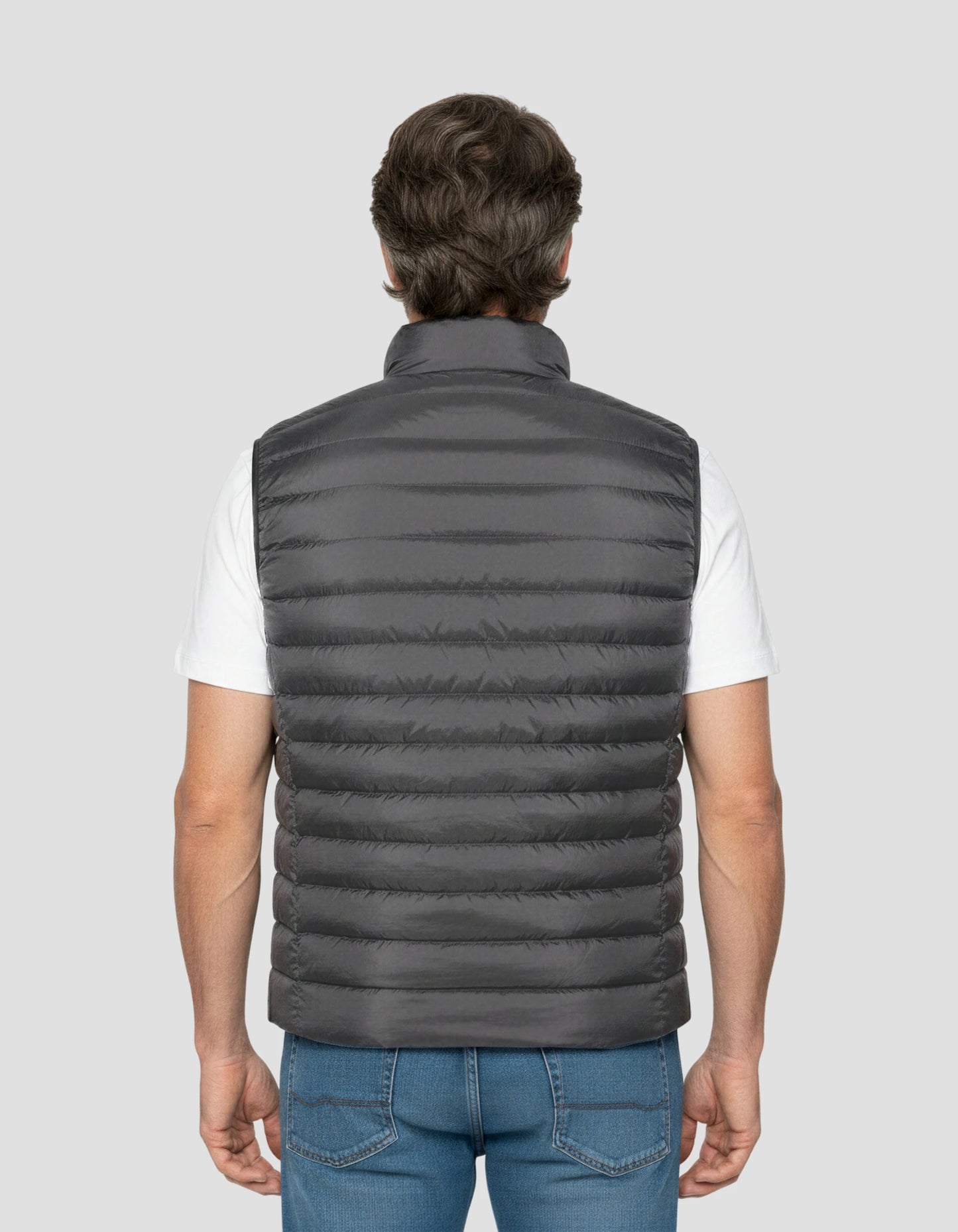 Ärmellose Anthrazit -Down -Jacke