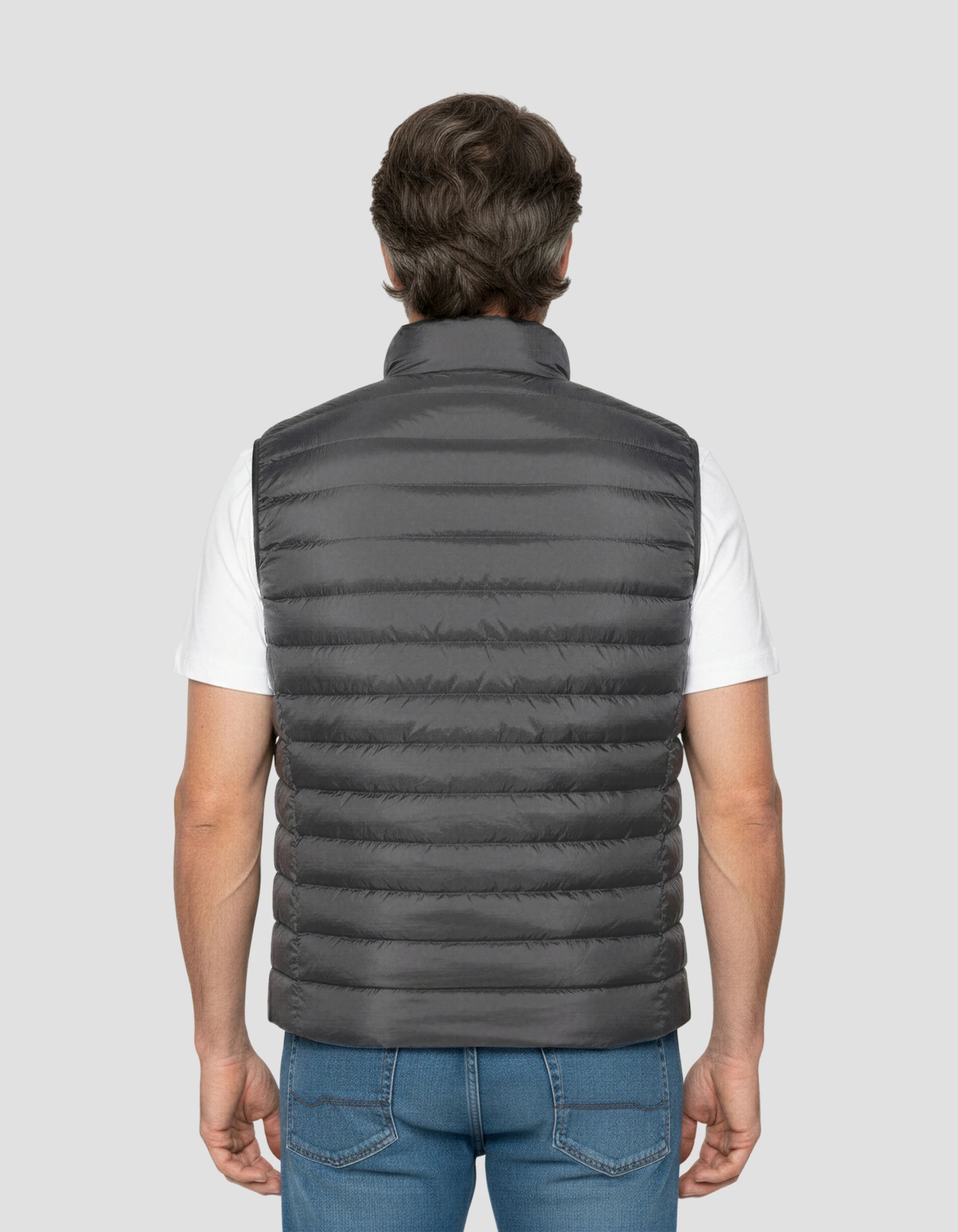 Ärmellose Anthrazit -Down -Jacke-4