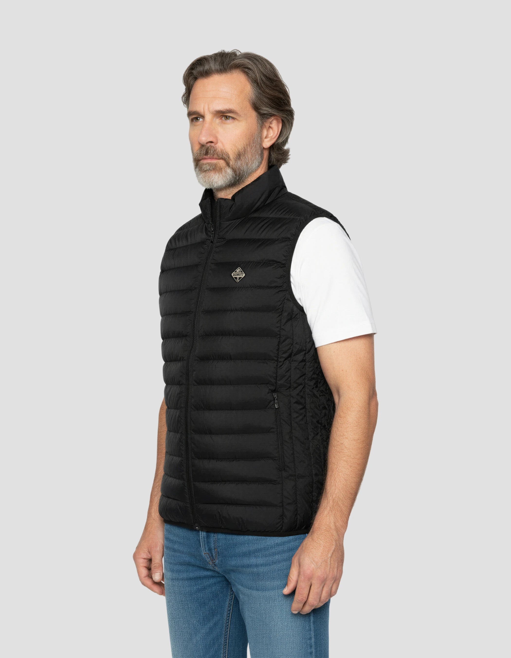 Ärmellose schwarze Down -Jacke-3