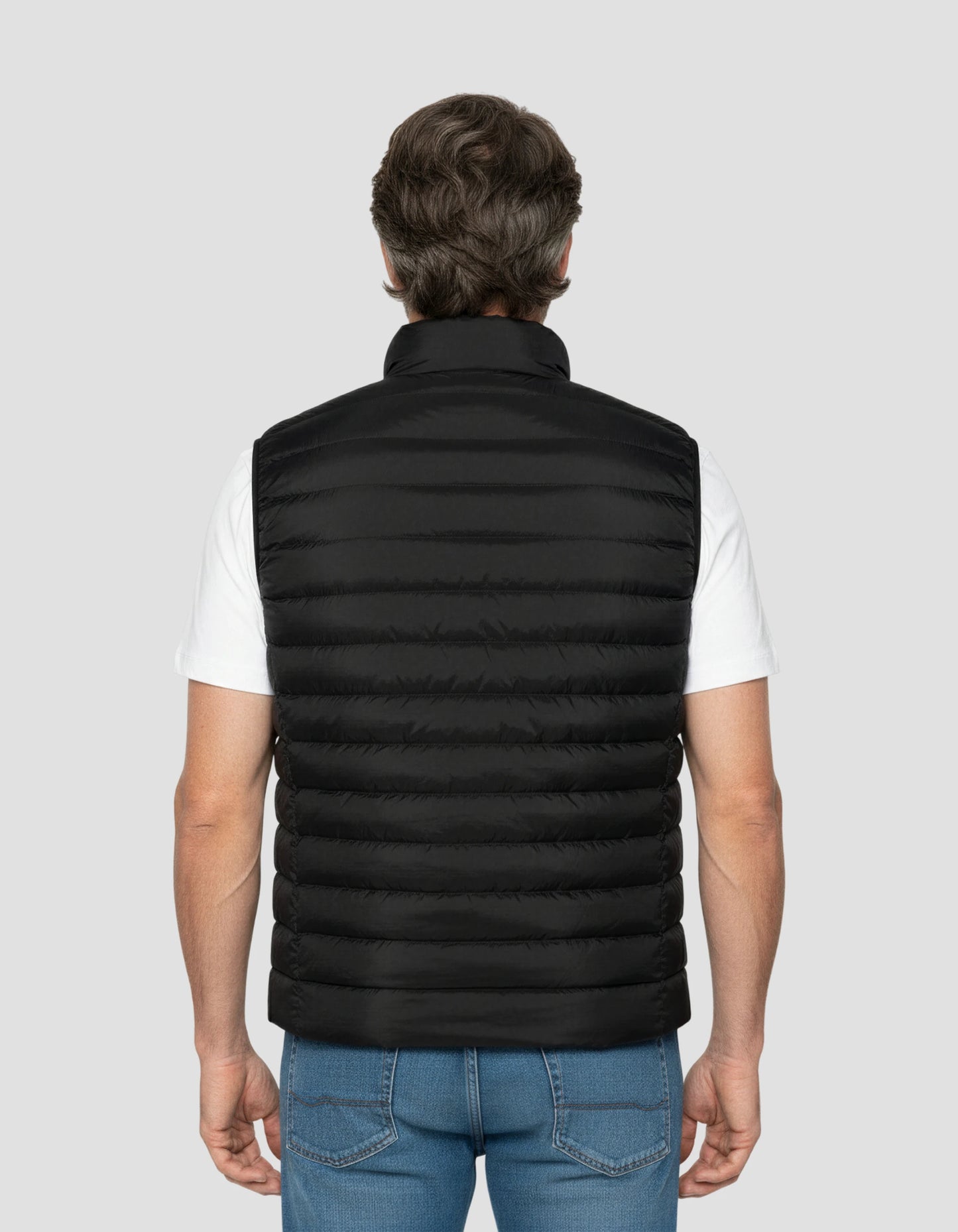 Ärmellose schwarze Down -Jacke