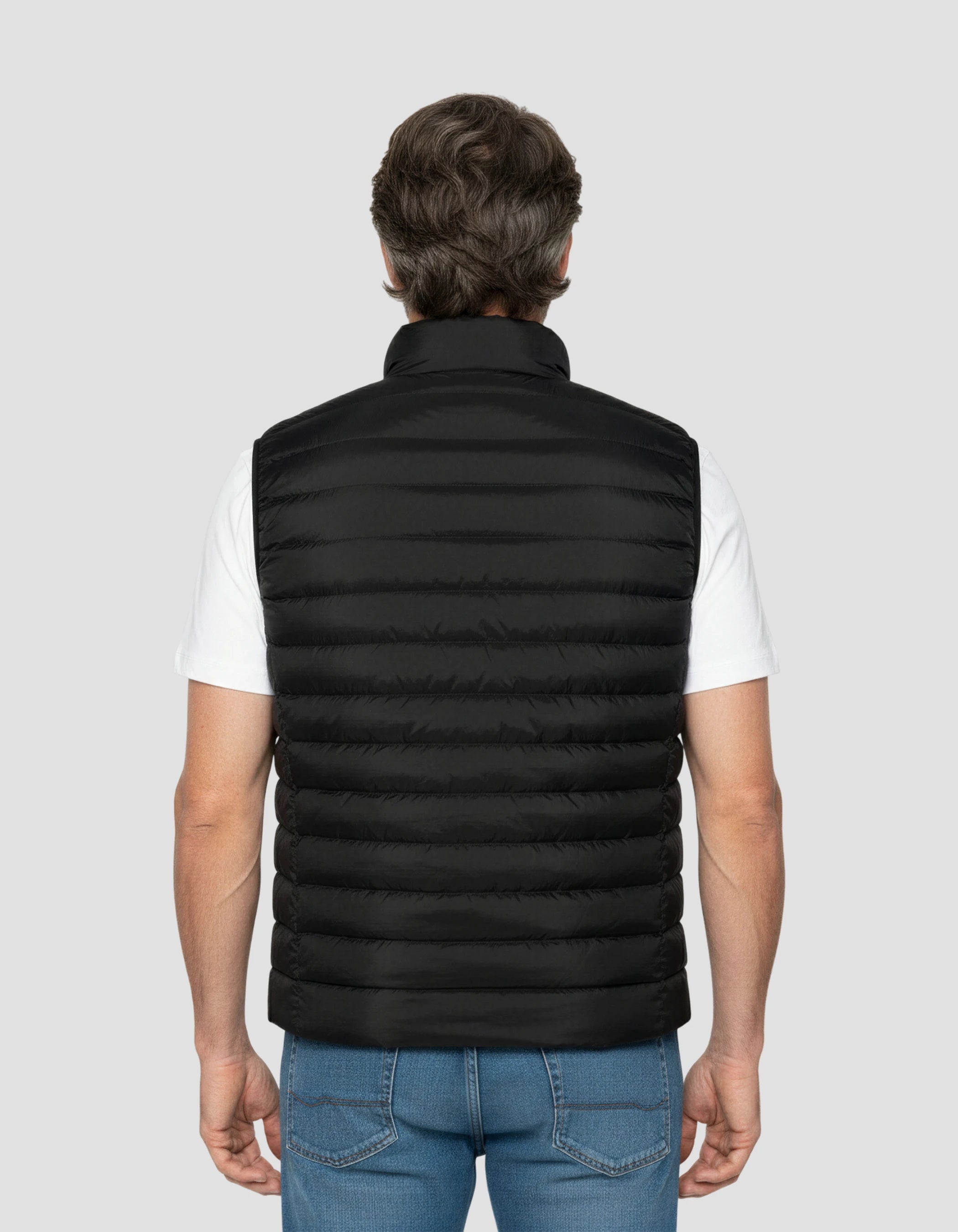 Ärmellose schwarze Down -Jacke-4