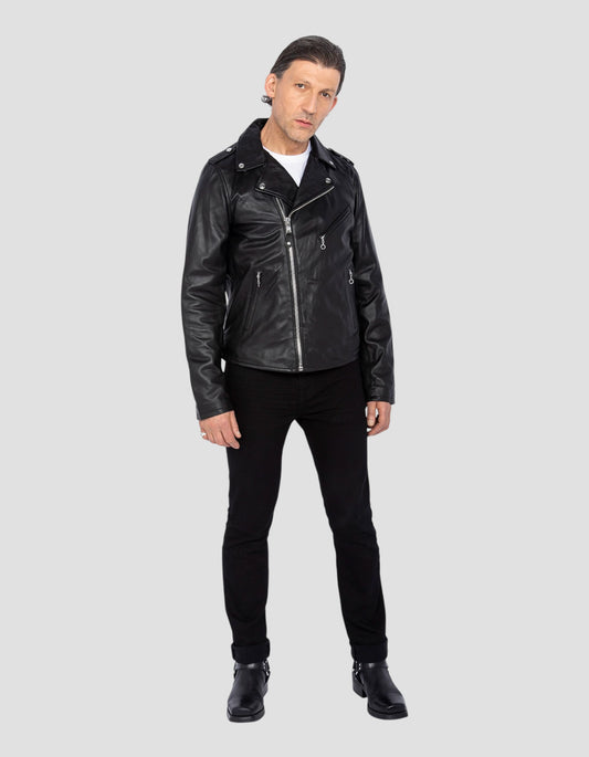 Black Adjusted Perfecto® jacket, Lamb leather - LC1150