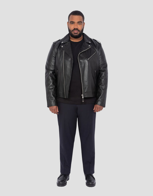 Black perfecto® jacket, lamb leather, large size