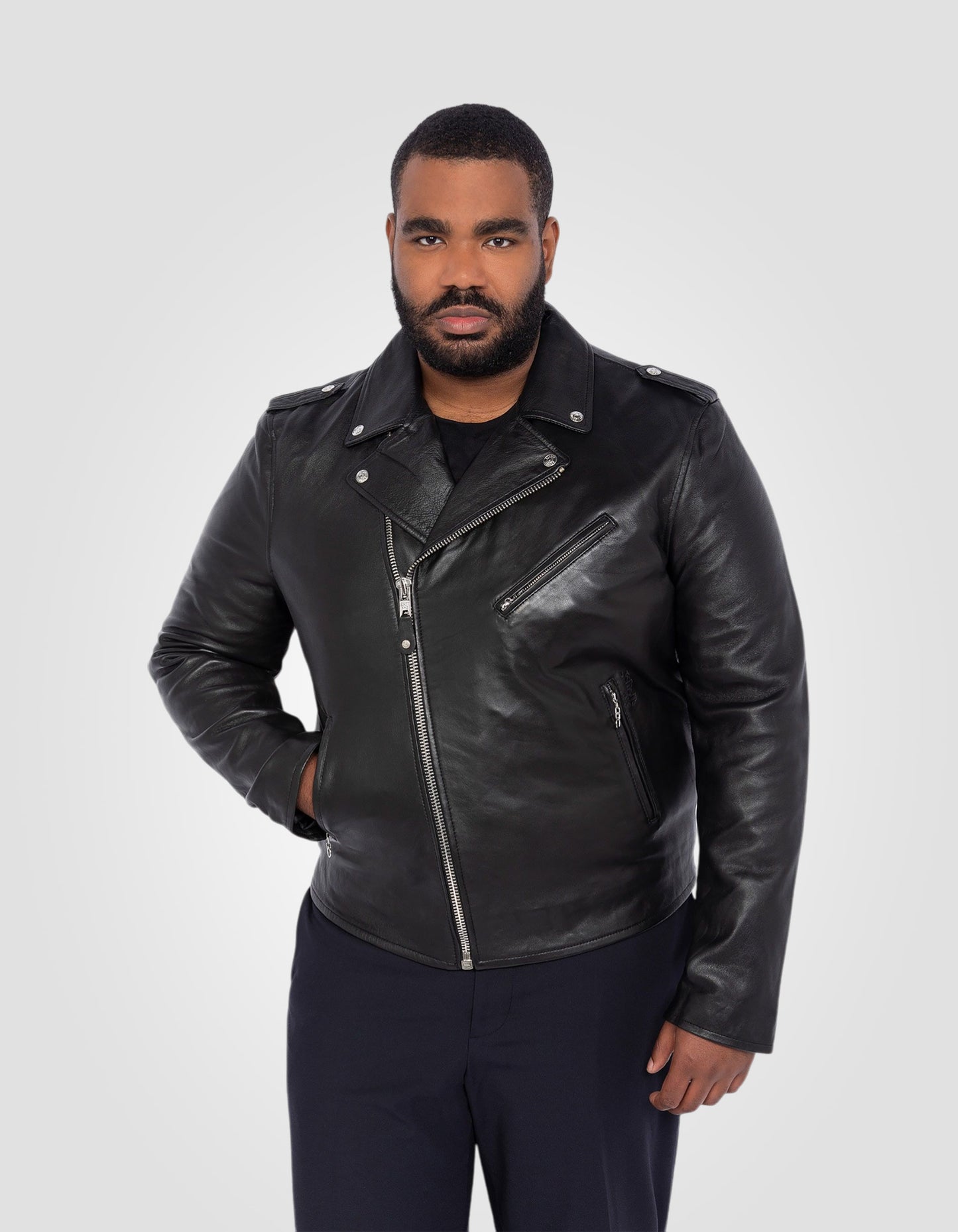 Blouson Perfecto®, cuir d'agneau, Grande taille
