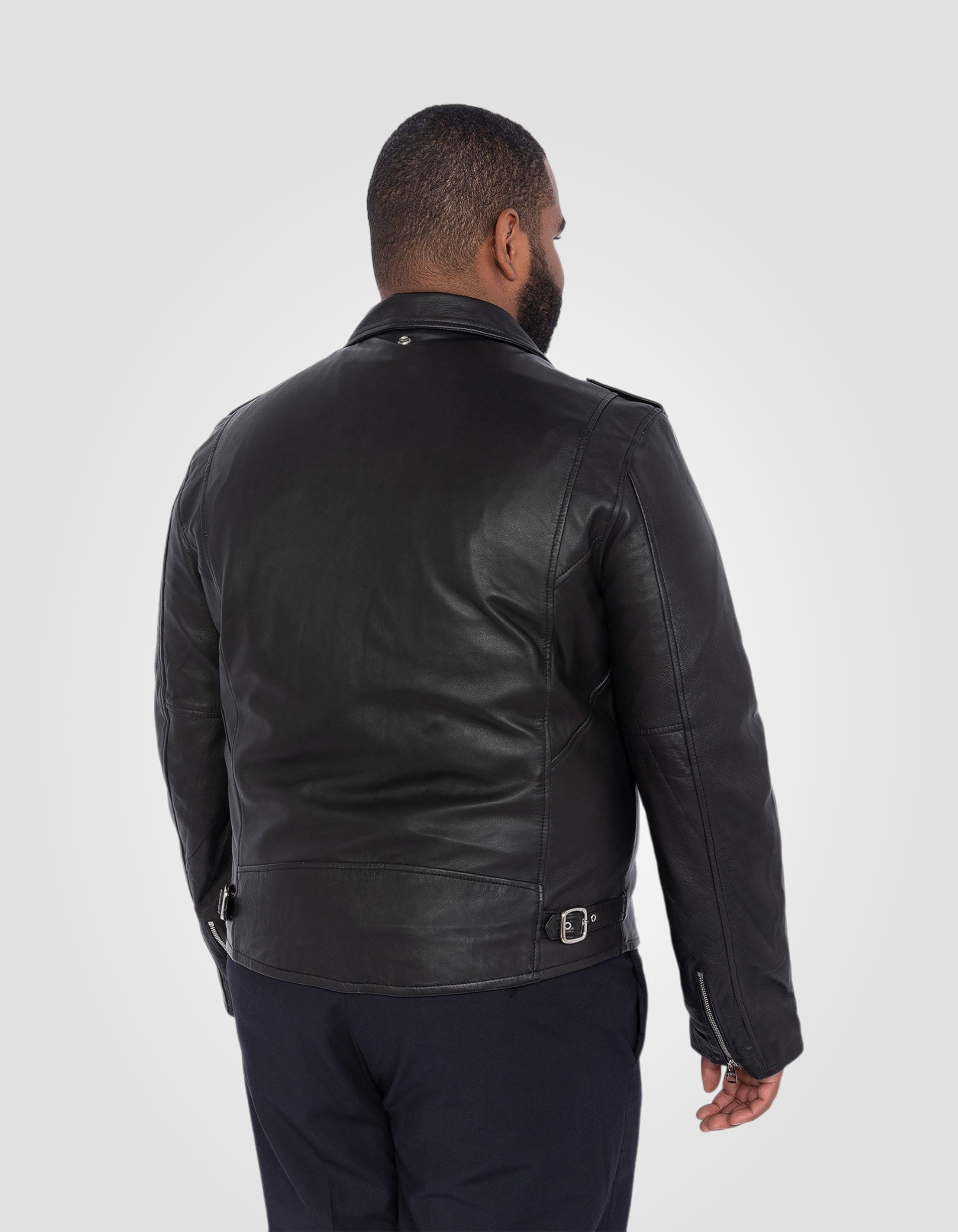 Giacca Nera Perfecto®, in pelle di agnello, grandi dimensioni-6