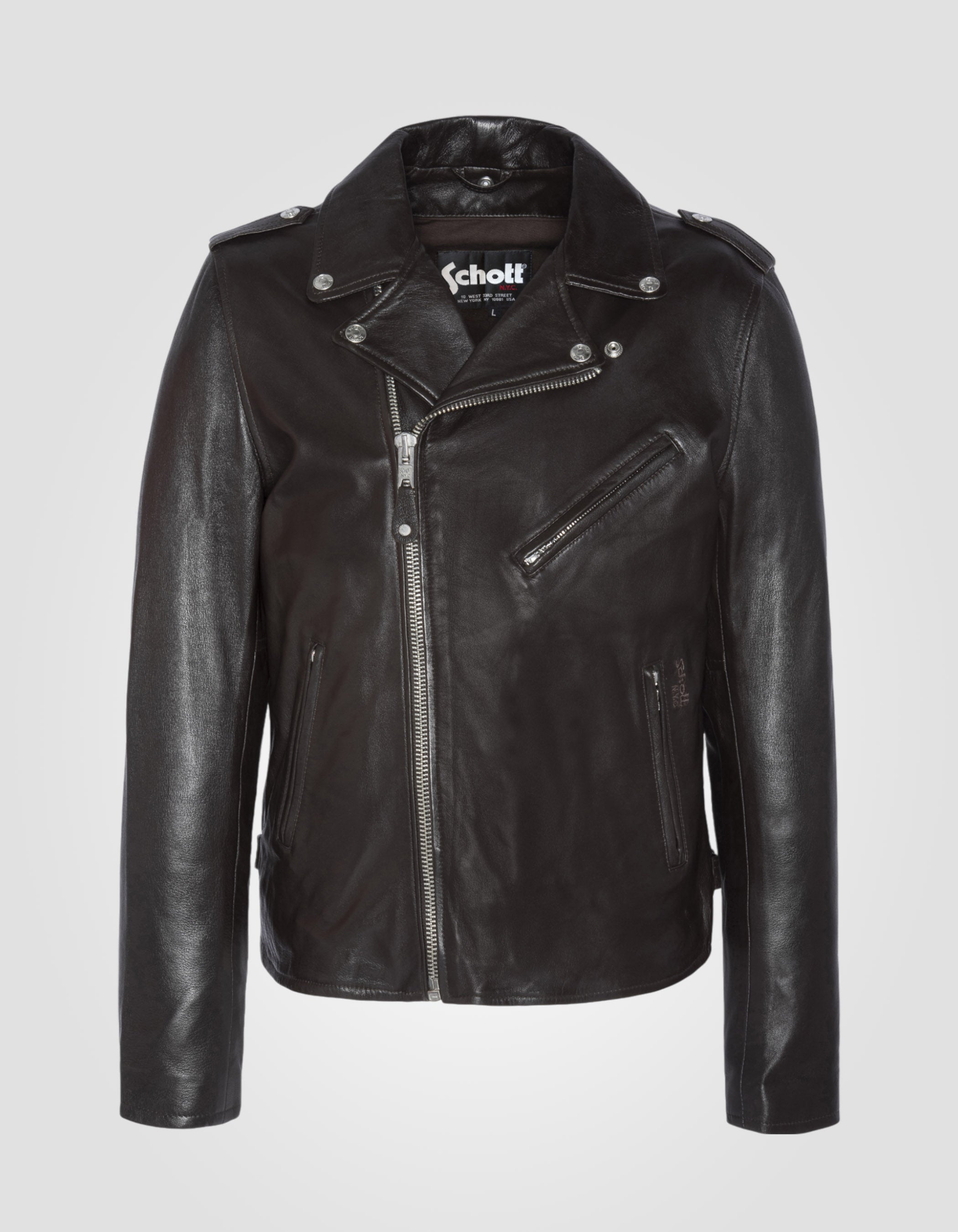 Dark Brown Perfecto® Jacke, Lammleder, große Größe-1