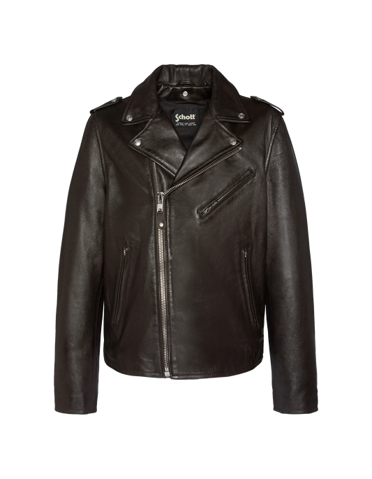 Black Perfecto® jacket without a belt, washed lamb leather