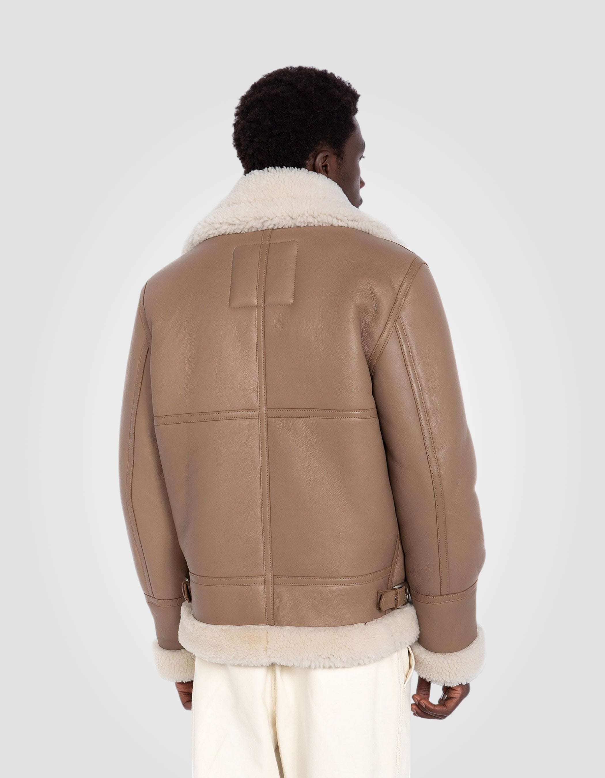 Bomber B-3 Beige jacket, sheep leather-8