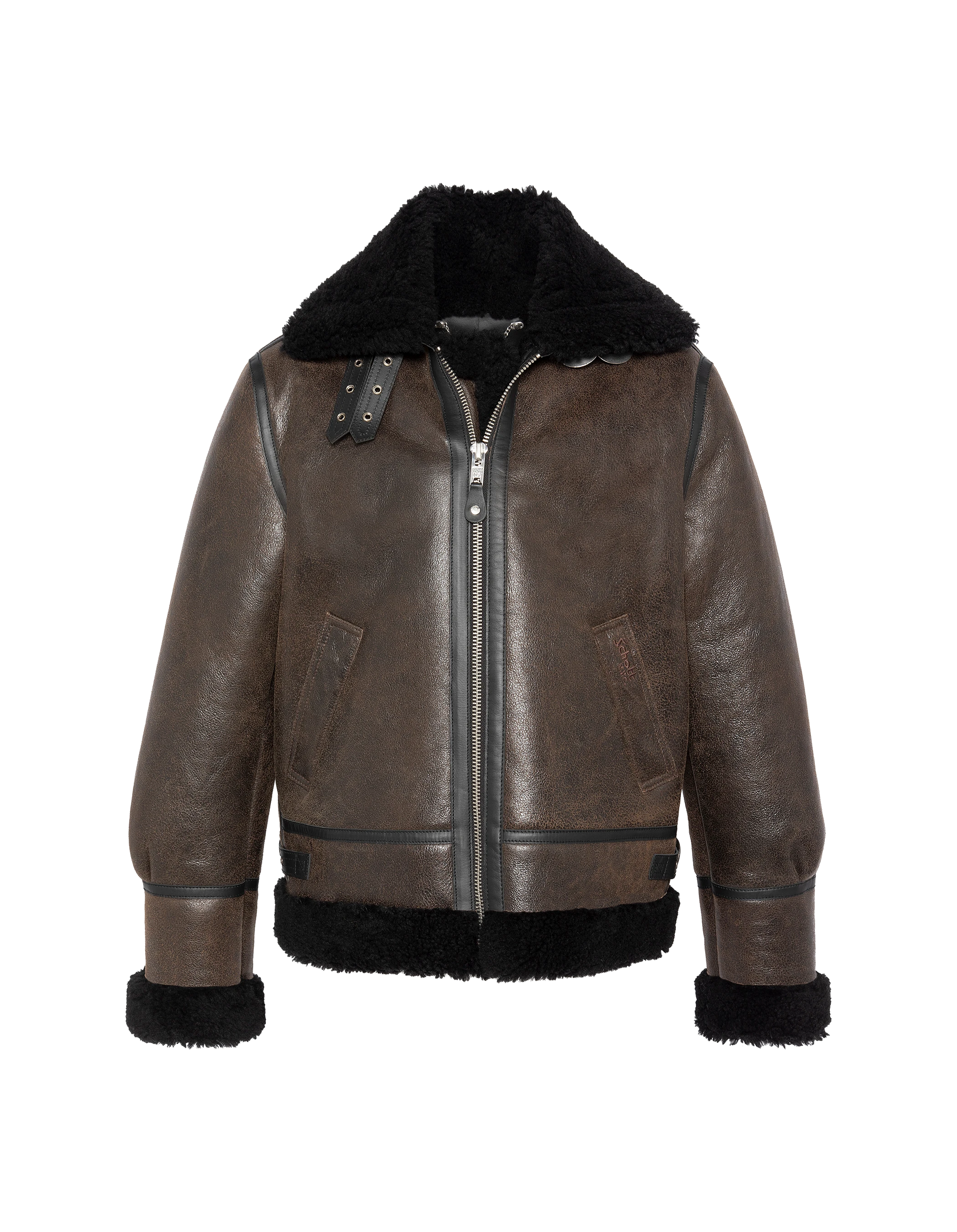 bomber jacket B-3 black and brown, sheep leather - LC1259 | Schott bomber jacket B-3 black and brown, sheep leather - LC1259 | Schott