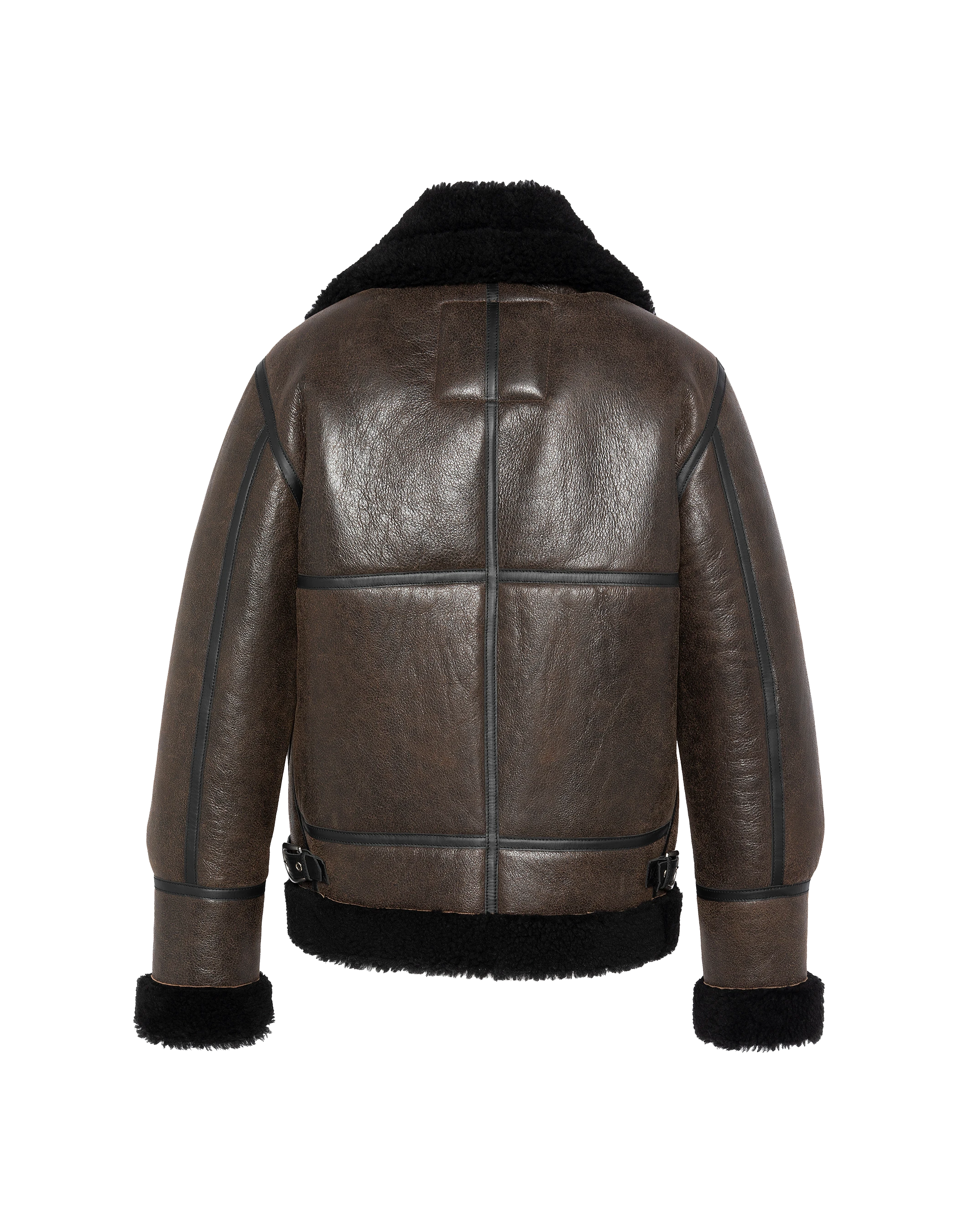 Bomber B-3 nero e marrone, pelle di pecora-2