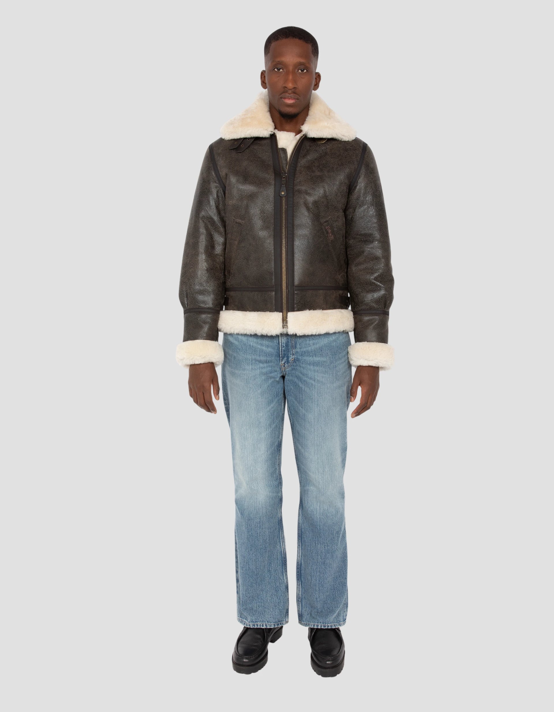 Bomber b -3 brown, sheep leather jacket - LC1259 | Schott NYC®