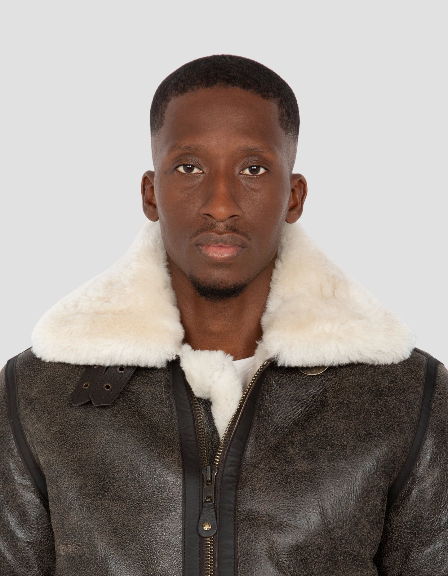 Bombardero B-3 chaqueta marrón, cuero de oveja