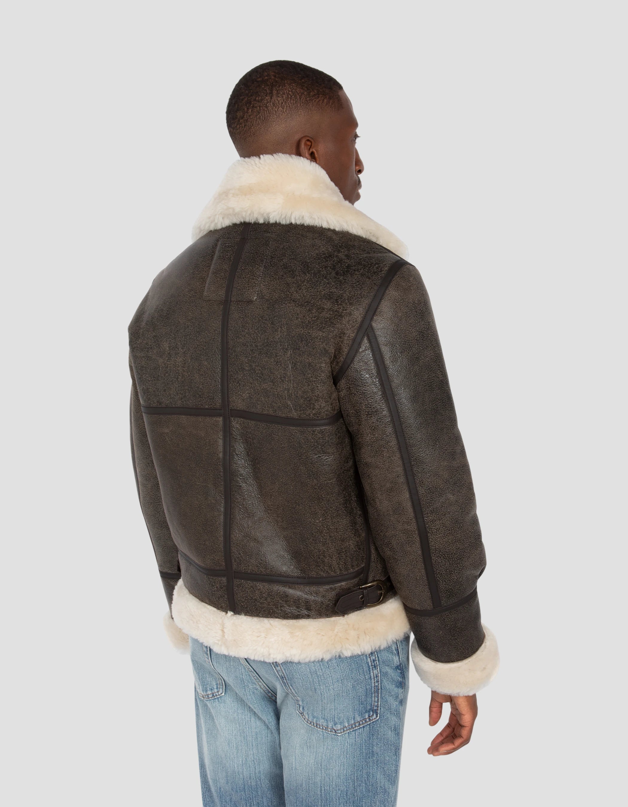 Bombardero B-3 chaqueta marrón, cuero de oveja-7