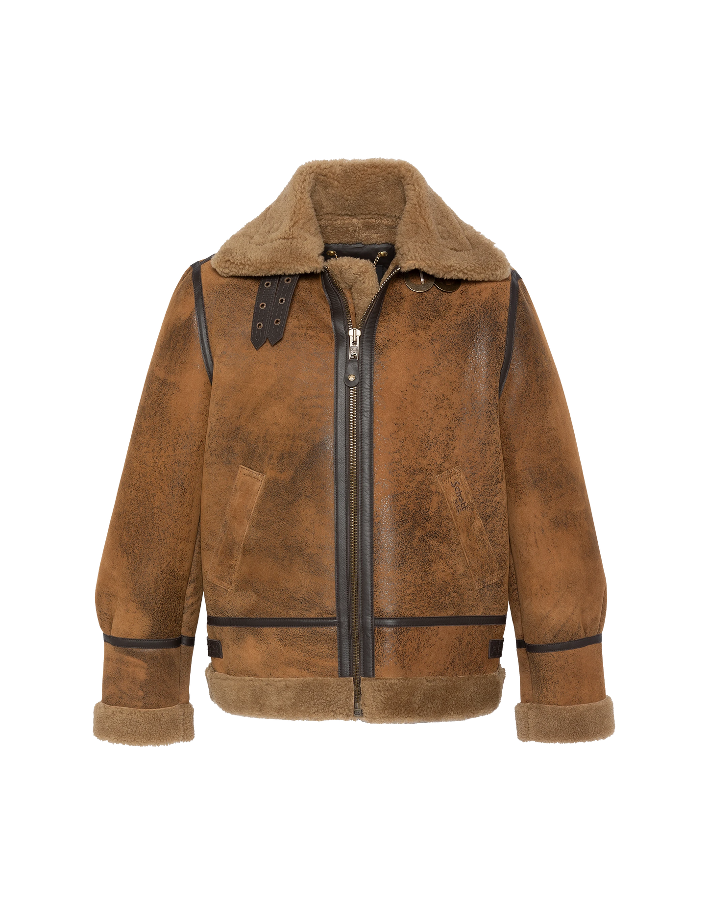 Bomber B-3 senape, giacca di pelle di pecora