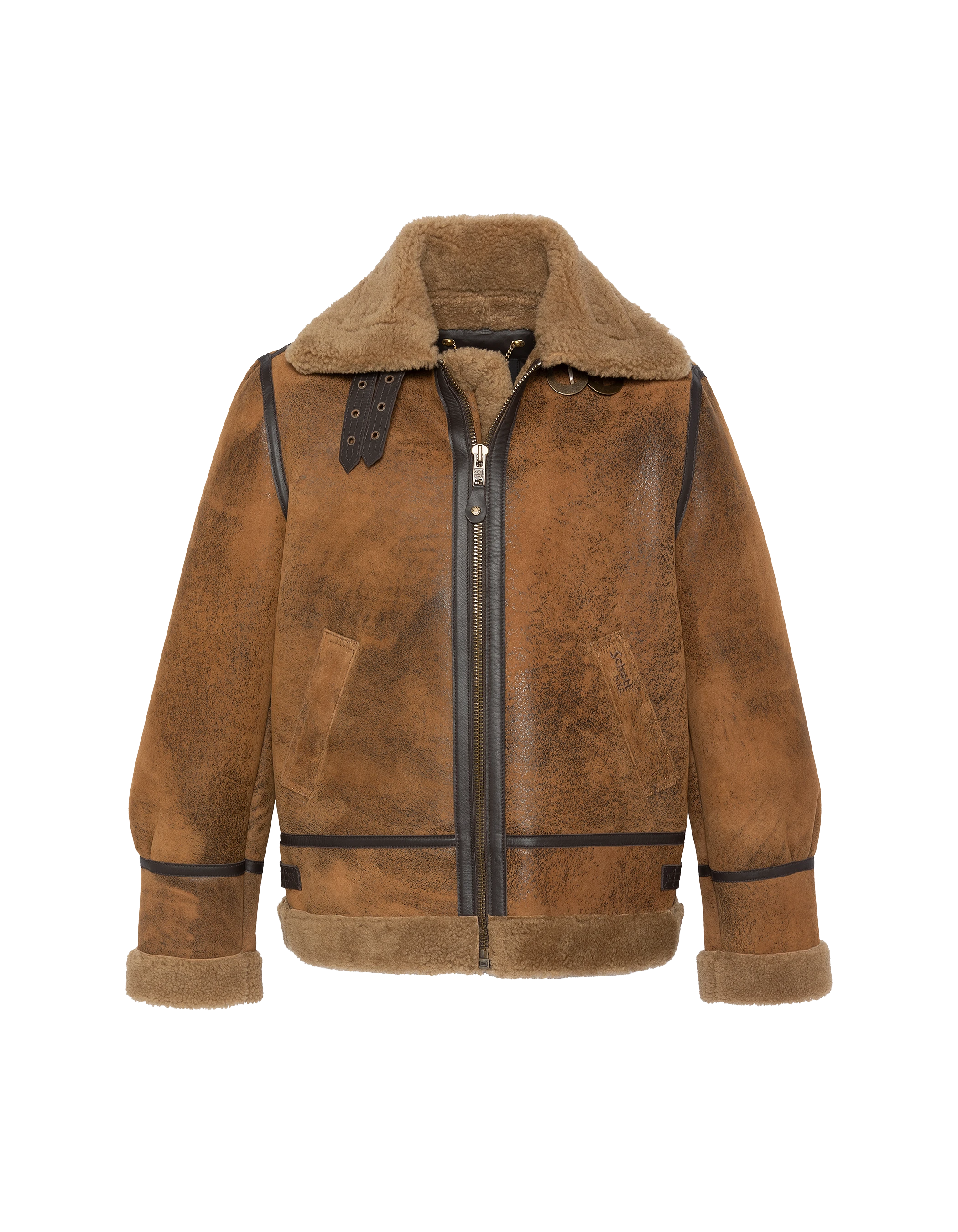 Bomber B-3 senape, giacca di pelle di pecora-2