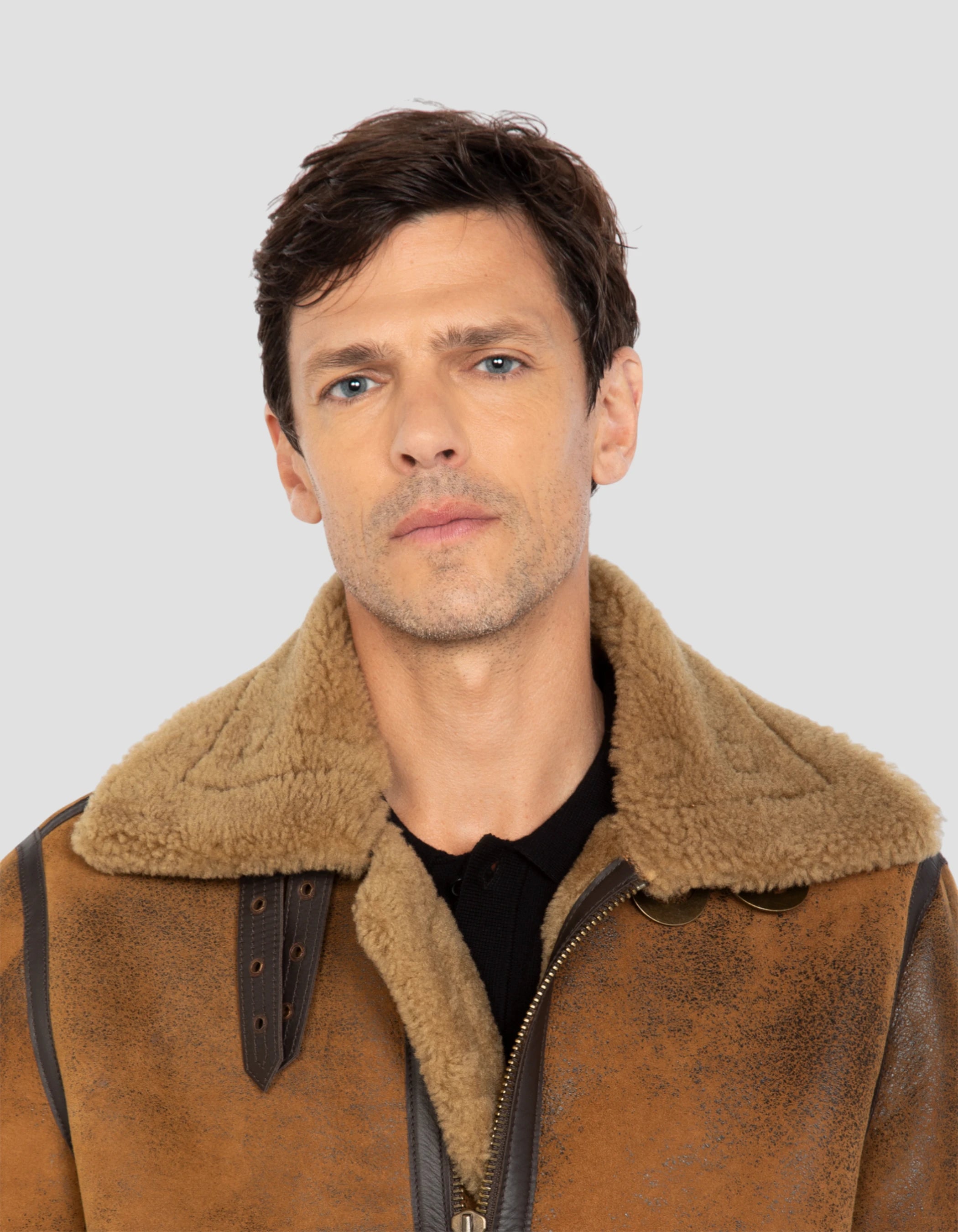 Bomber B-3 senape, giacca di pelle di pecora-5